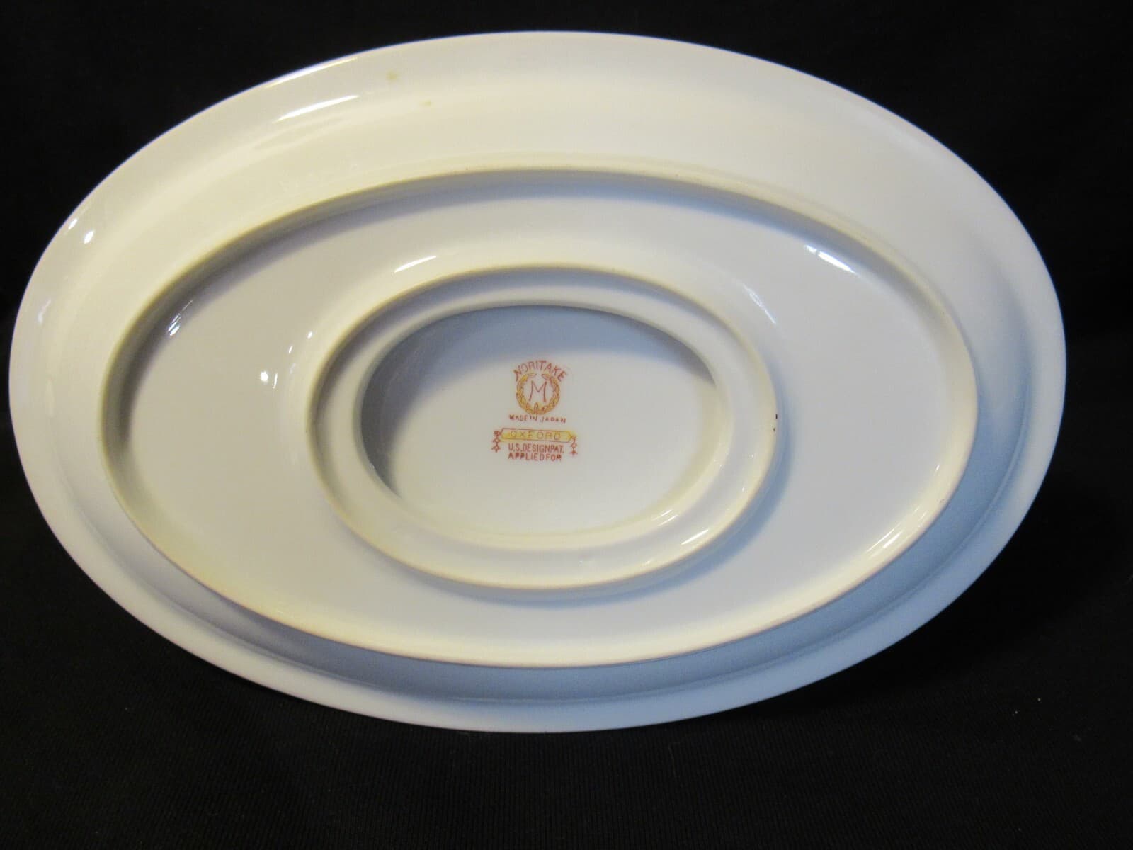 Noritake M Japan Oxford Bone China Gravy Boat with Attached Plate Gilt Trim J1K - Thumbnail 6