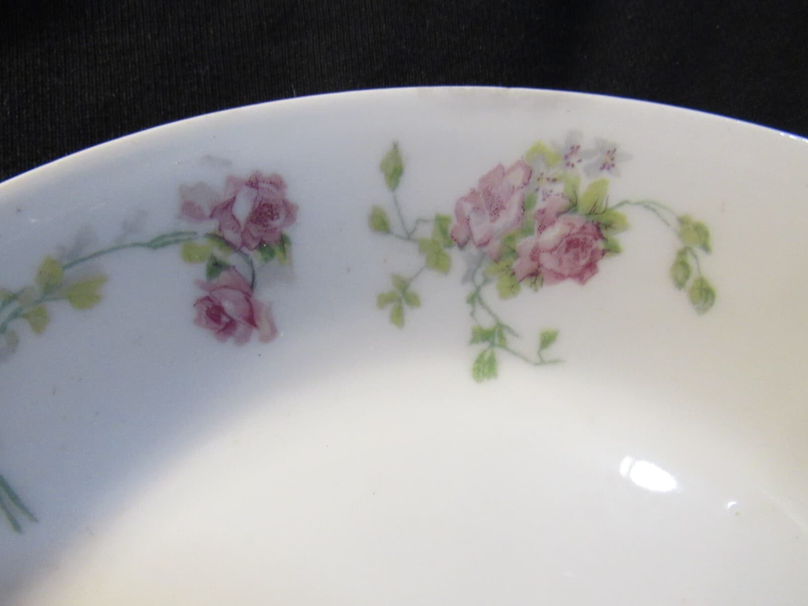 2 Vintage Limoges Martin Freres Bros Pink Floral China Soup Bowls 7 1/2" J6K - Thumbnail 3