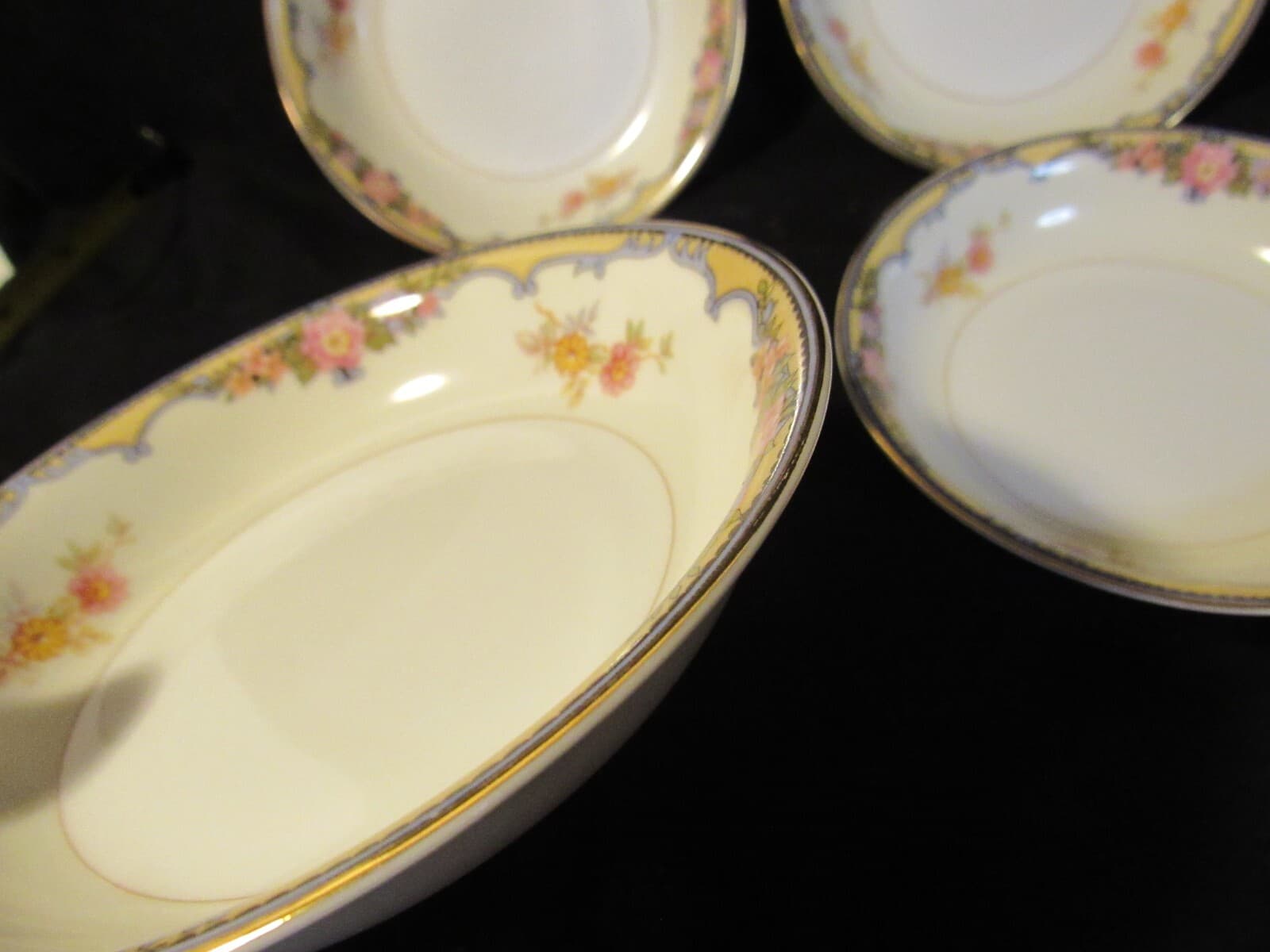 4 Noritake Oxford pattern 85963 vintage 5 1/4" fruit/dessert bowl i99K - Thumbnail 3