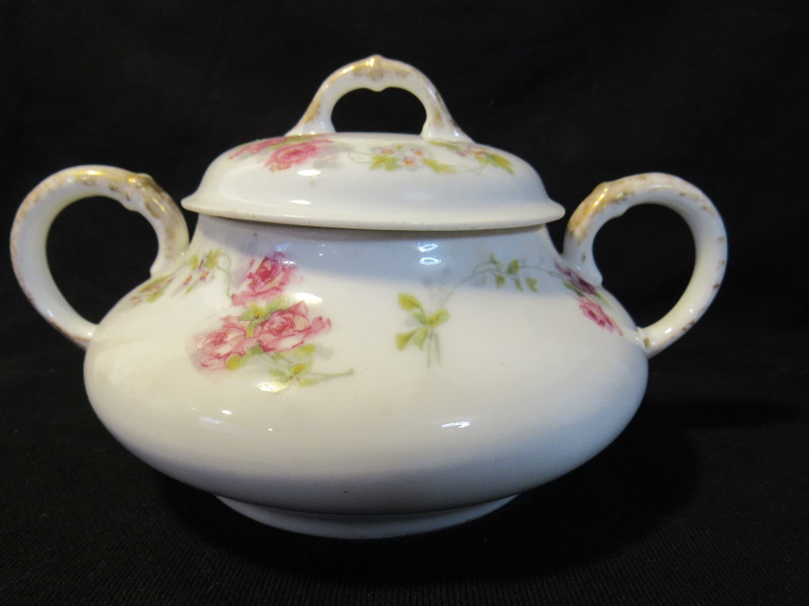 Vintage Limoges Martin Freres Bros Pink Floral China Cream Sugar J5K - Thumbnail 2