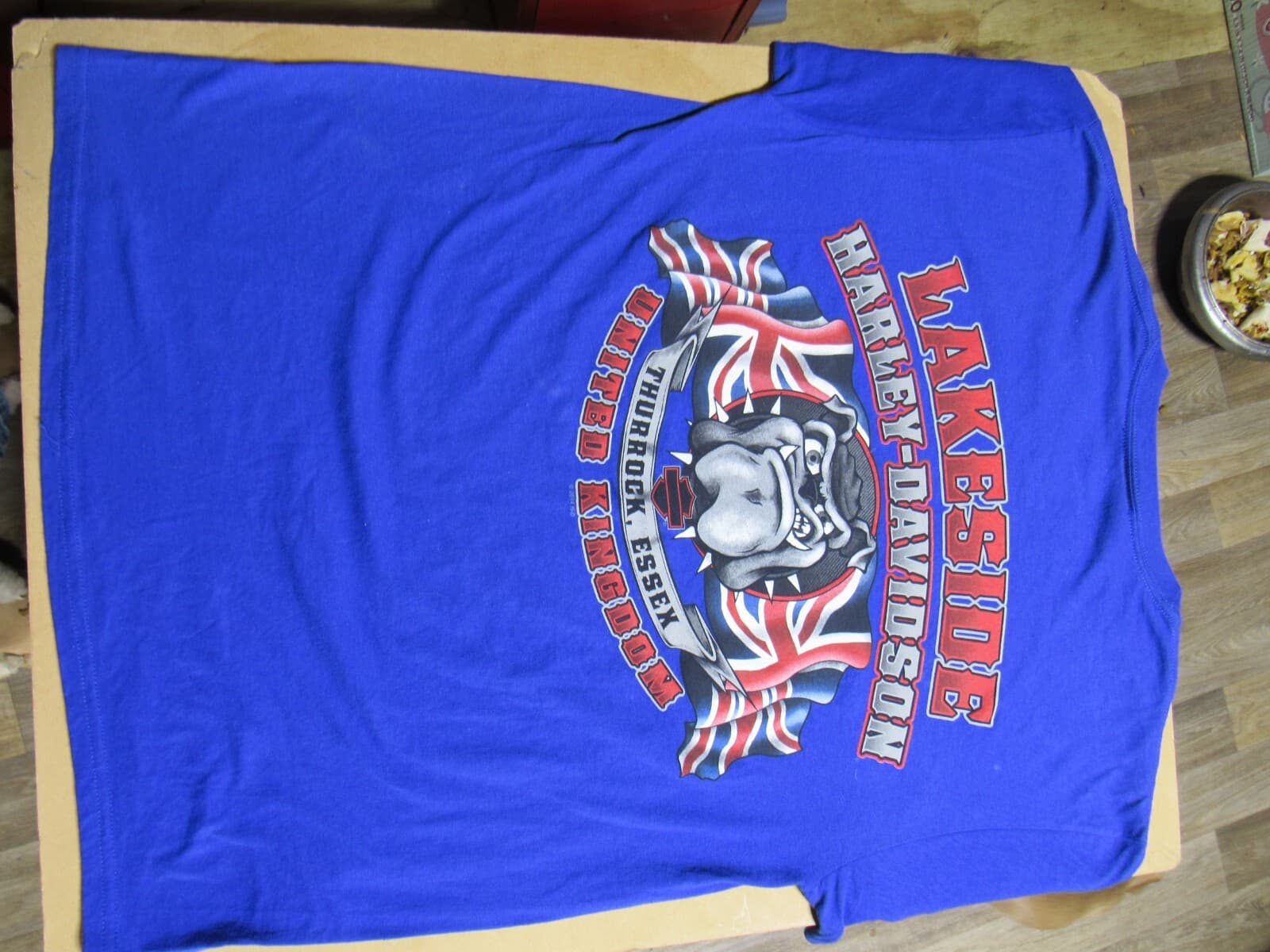 Harley Davidson T-Shirt Men’s Medium Freedom 2014 Essex United Kingdom Blue O45J - Thumbnail 2