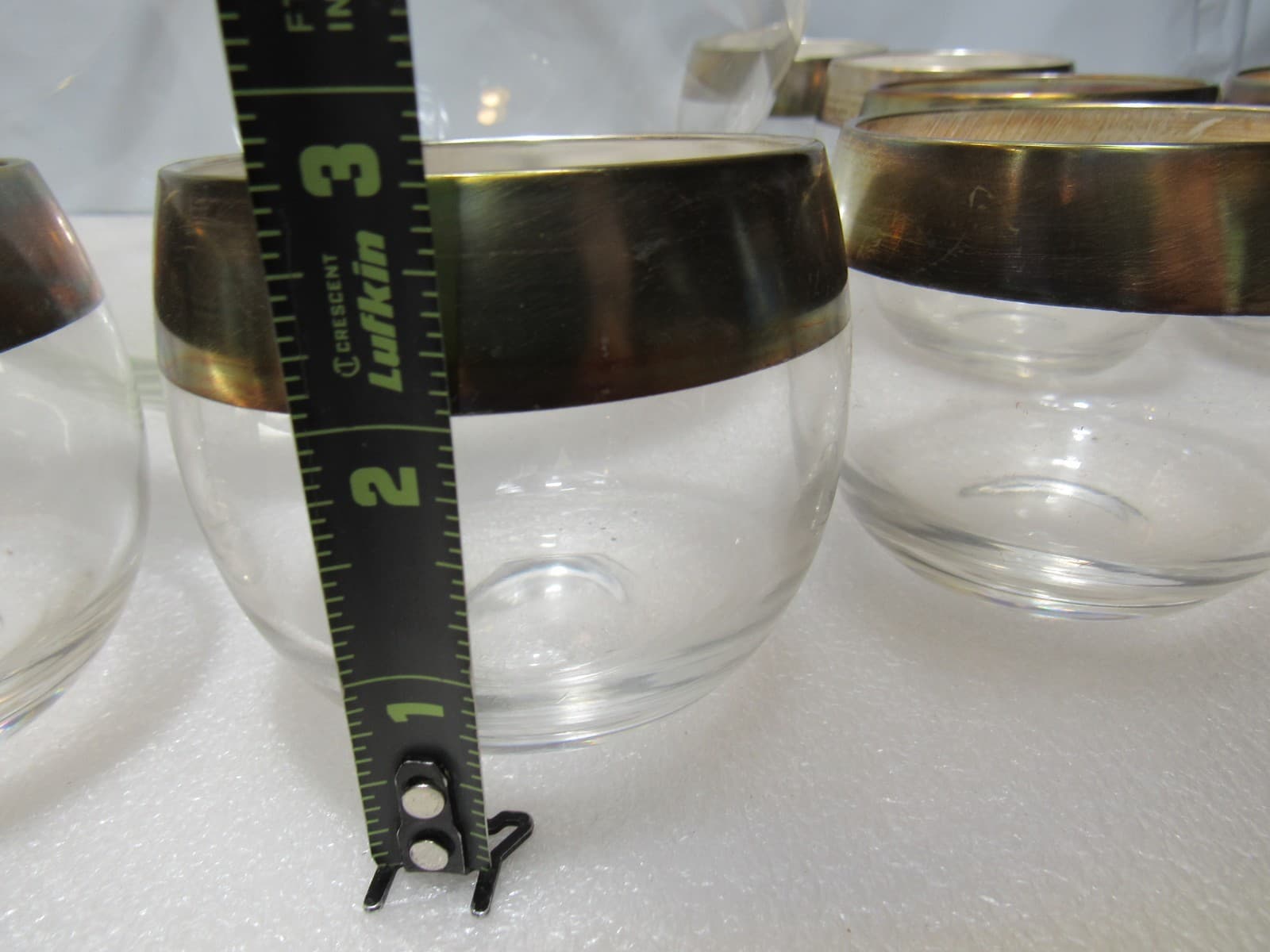 Vintage MCM Dorothy Thorpe Silver Wide Band Punch Bowl & 12 Roly Poly Cups S84JJ - Thumbnail 6