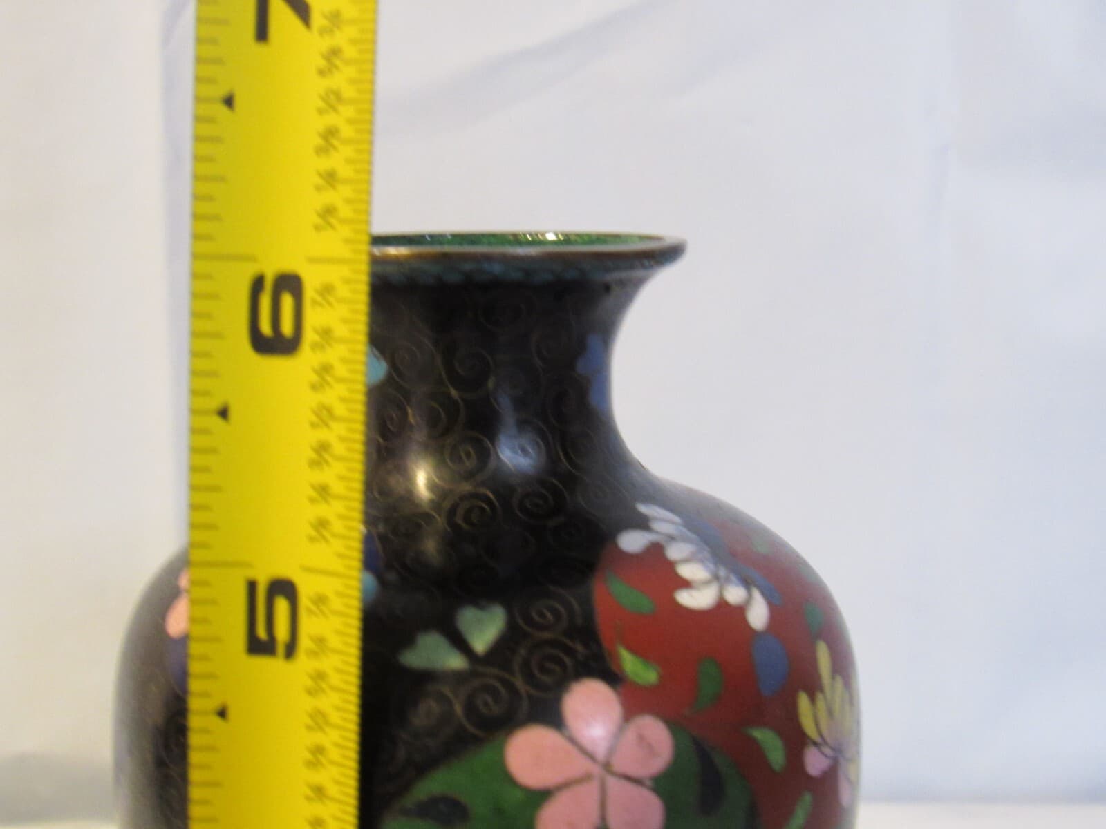 Chinese Canton Enamel & Cloisonne Baluster Vase Hand Painted Copper Y5S - Thumbnail 9