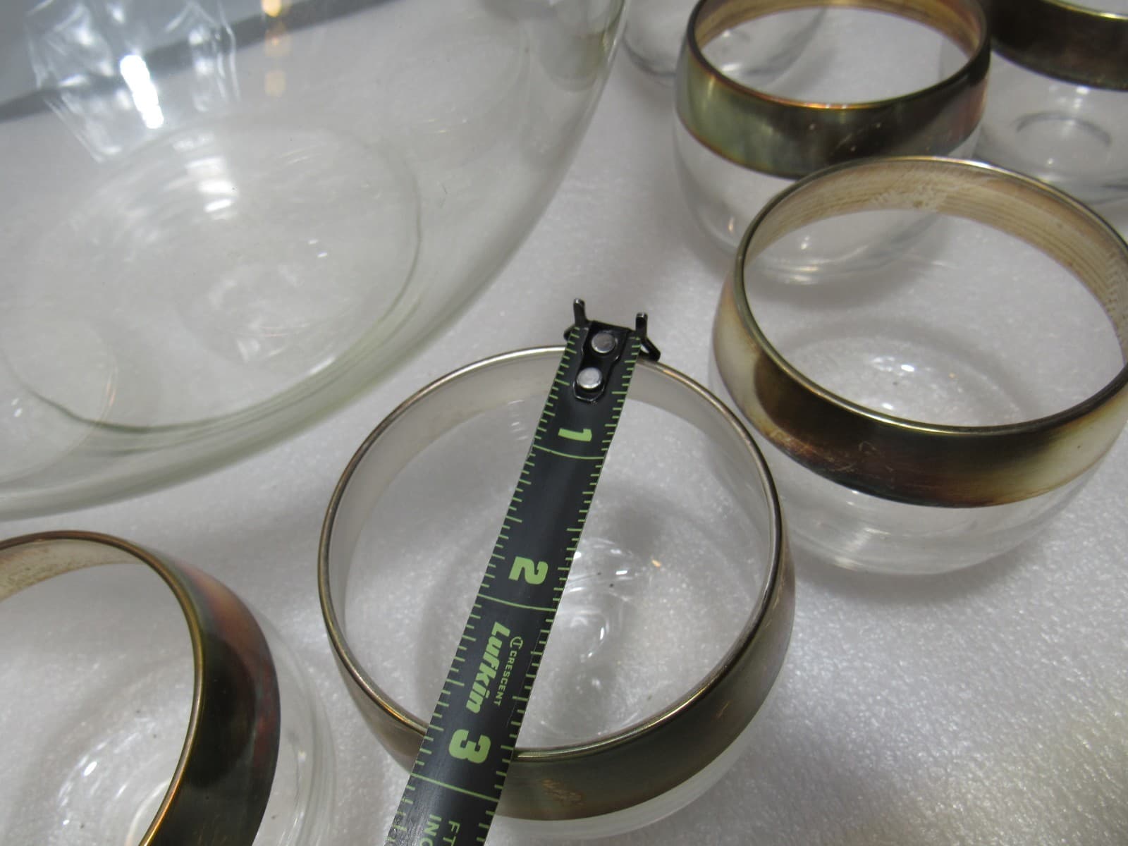 Vintage MCM Dorothy Thorpe Silver Wide Band Punch Bowl & 12 Roly Poly Cups S84JJ - Thumbnail 7
