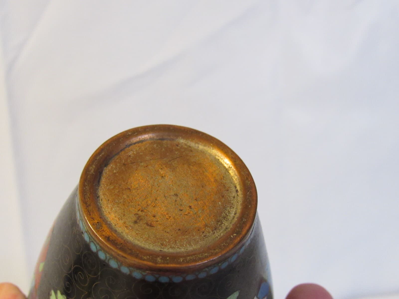 Chinese Canton Enamel & Cloisonne Baluster Vase Hand Painted Copper Y5S - Thumbnail 7