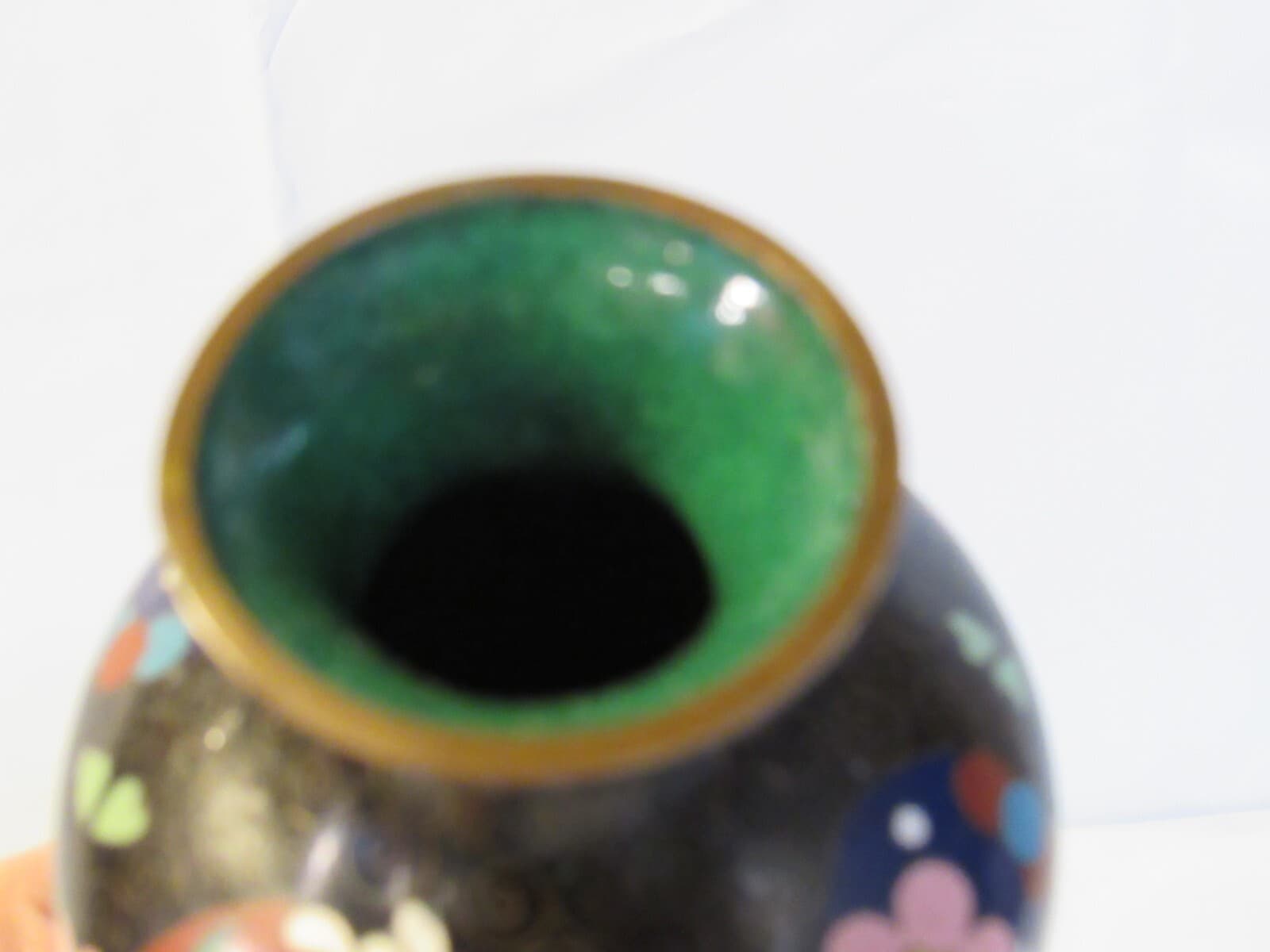 Chinese Canton Enamel & Cloisonne Baluster Vase Hand Painted Copper Y5S - Thumbnail 5