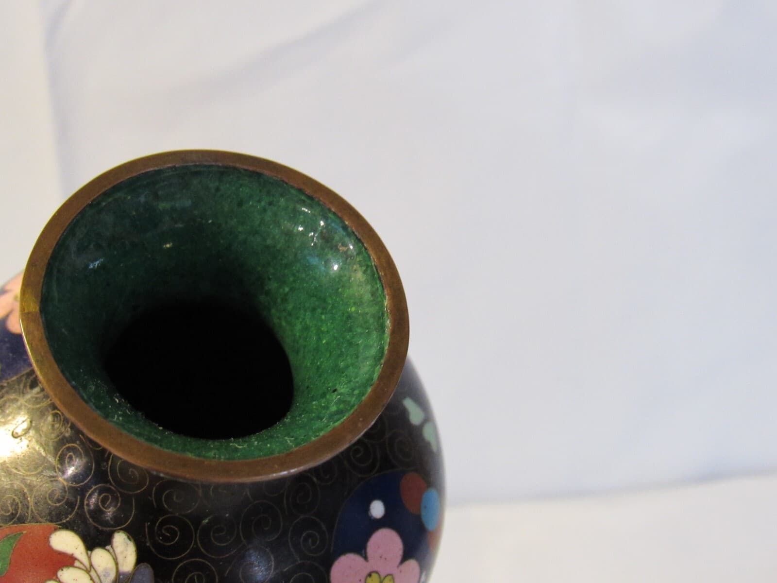 Chinese Canton Enamel & Cloisonne Baluster Vase Hand Painted Copper Y5S - Thumbnail 6