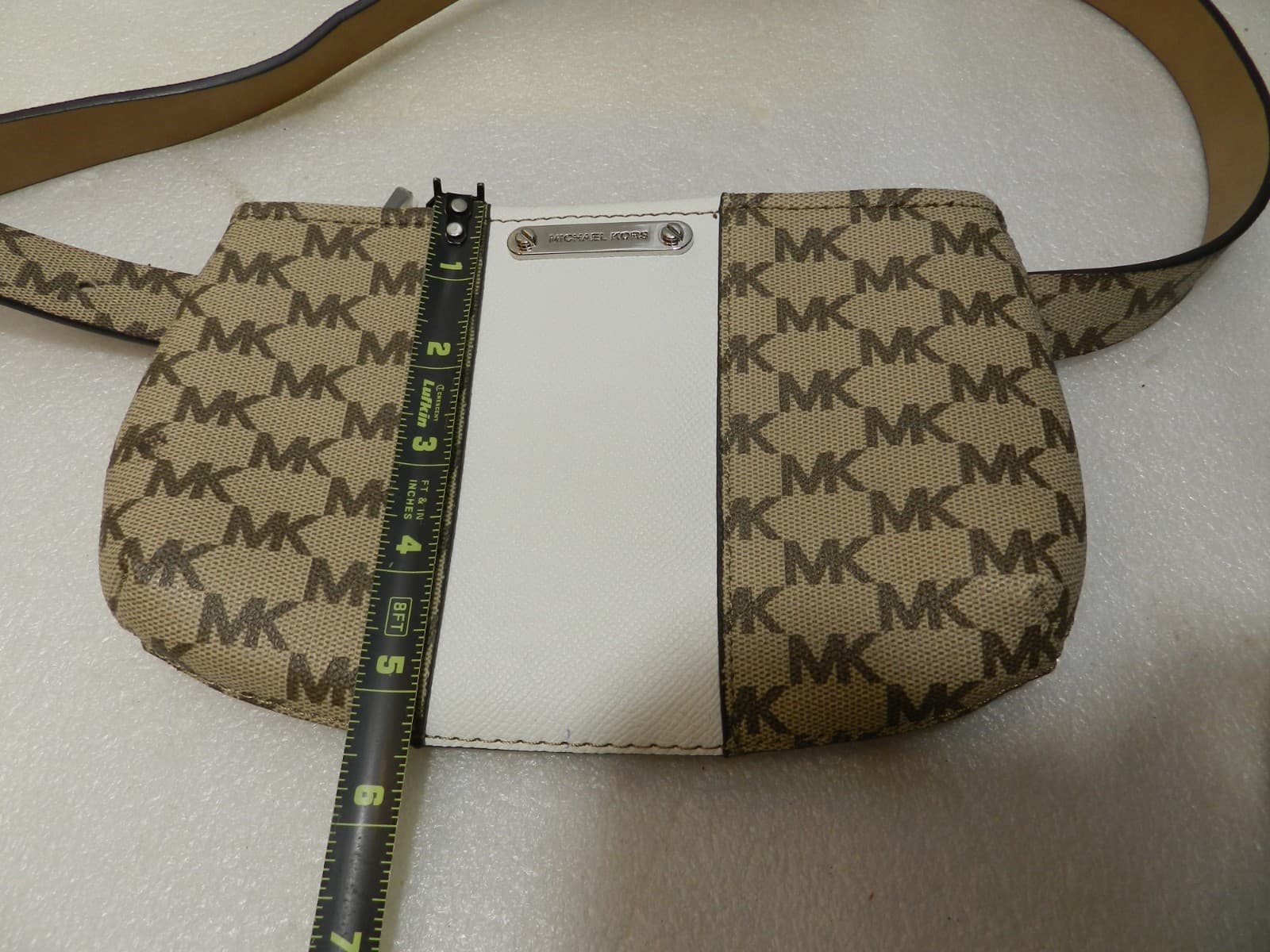 Michael Kors Signature Logo Fanny/Hip Pack Belt Bag Large/XL Tan/White New (X4K) - Thumbnail 11