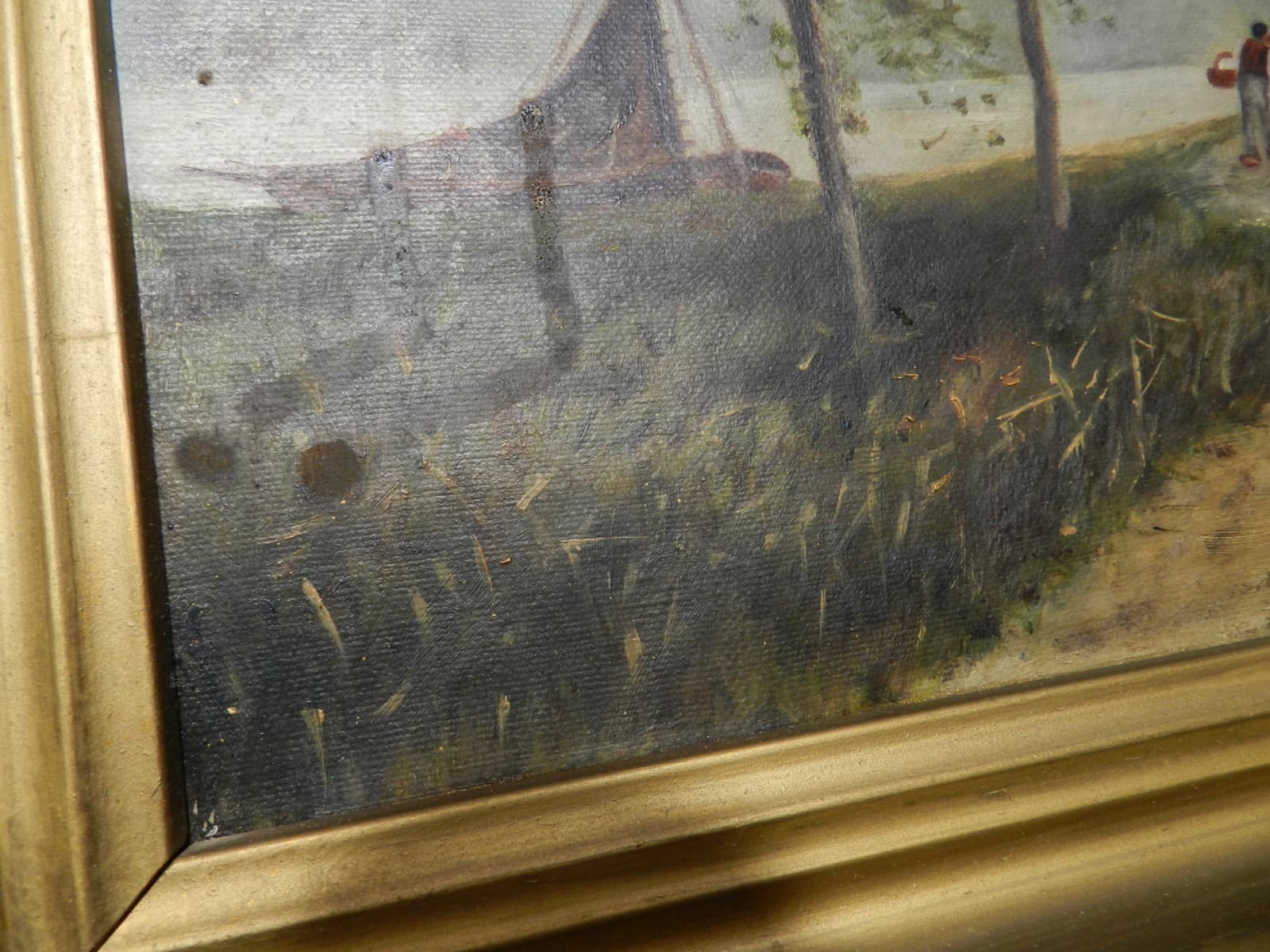 Dutch School Oil on Canvas Painting 1880 - 1920 Dutch Windmill Pro Framed (L74S) - Thumbnail 11