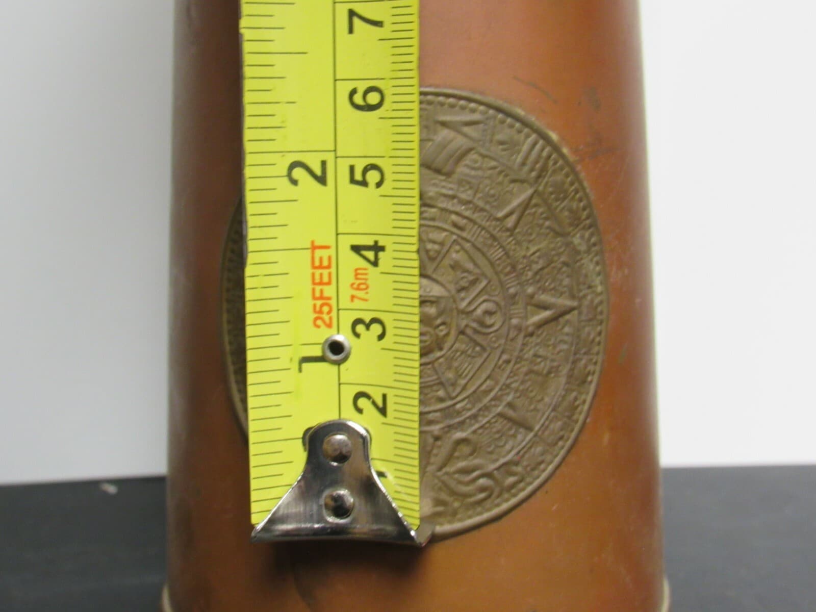 Vintage Brass/Copper MUG AZTEC Calendar Sun God Dial Beer Stein (J) - Thumbnail 9