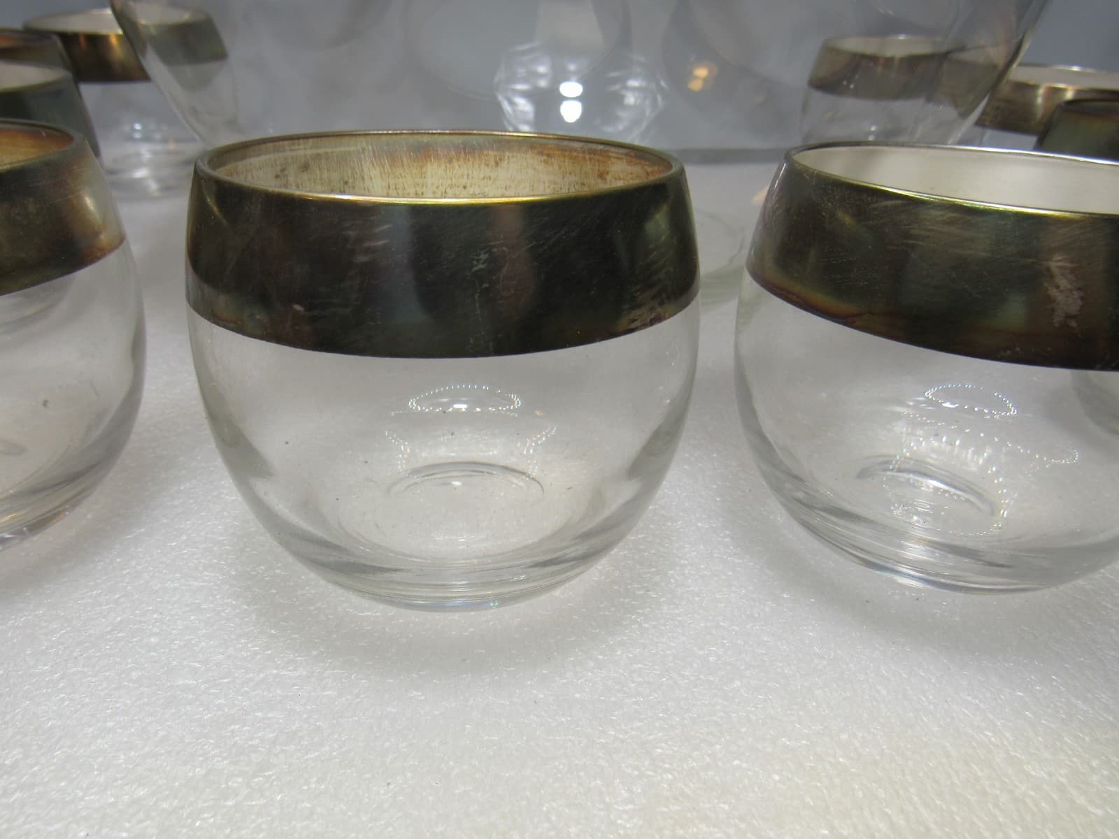 Vintage MCM Dorothy Thorpe Silver Wide Band Punch Bowl & 12 Roly Poly Cups S84JJ - Thumbnail 3