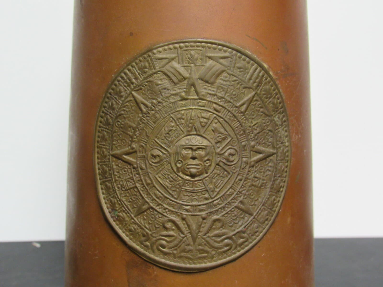 Vintage Brass/Copper MUG AZTEC Calendar Sun God Dial Beer Stein (J) - Thumbnail 6