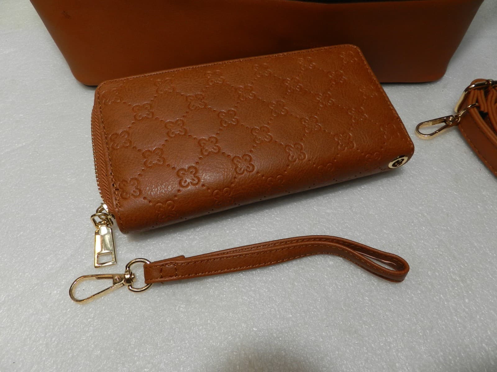 NEW Diophy Women's Vegan Leather Brown Handbag w/ Strap & Wallet (X2K) - Thumbnail 9