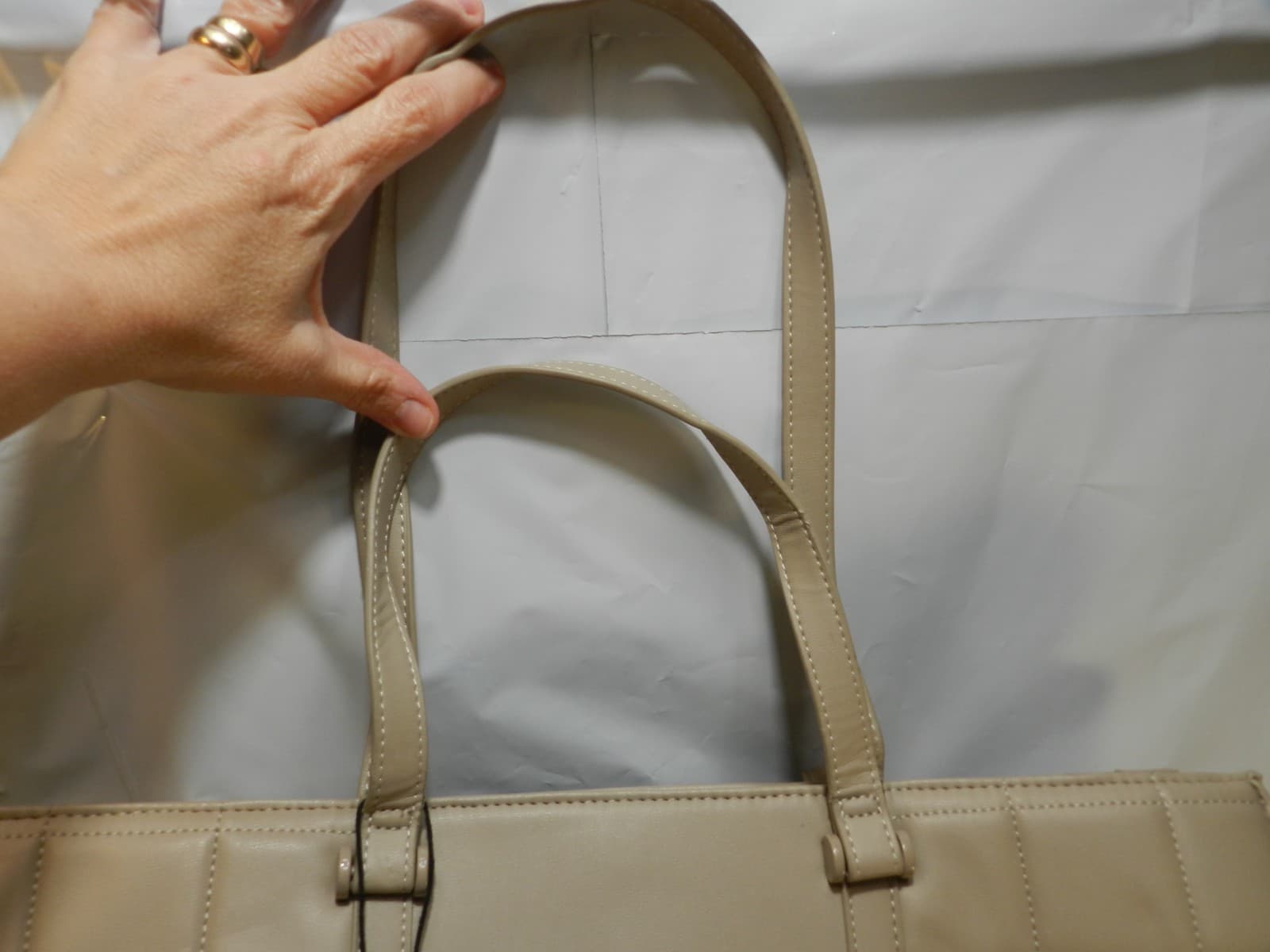 NEW Extra Large Steve Madden Timeless Tote Bag w/ Coin Purse Taupe (X8K) - Thumbnail 11