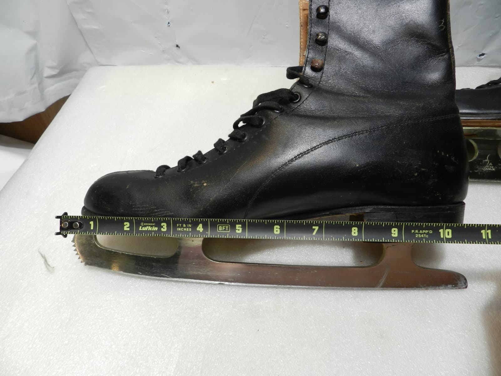 Vintage Pair Sheffield Steel Shamrock Leather Ice Skates Black 3403 (Z9J) - Thumbnail 12
