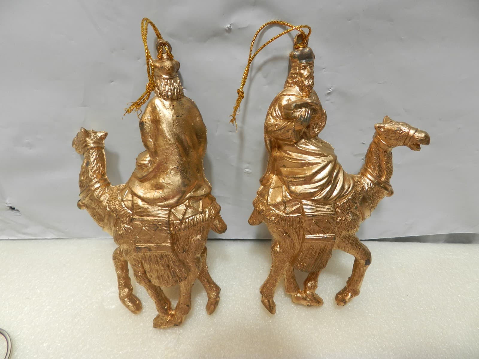 9 Vintage Plastic Bradford Wisemen Christmas Ornaments Gold 5 1/2" (Z6M) - Thumbnail 7