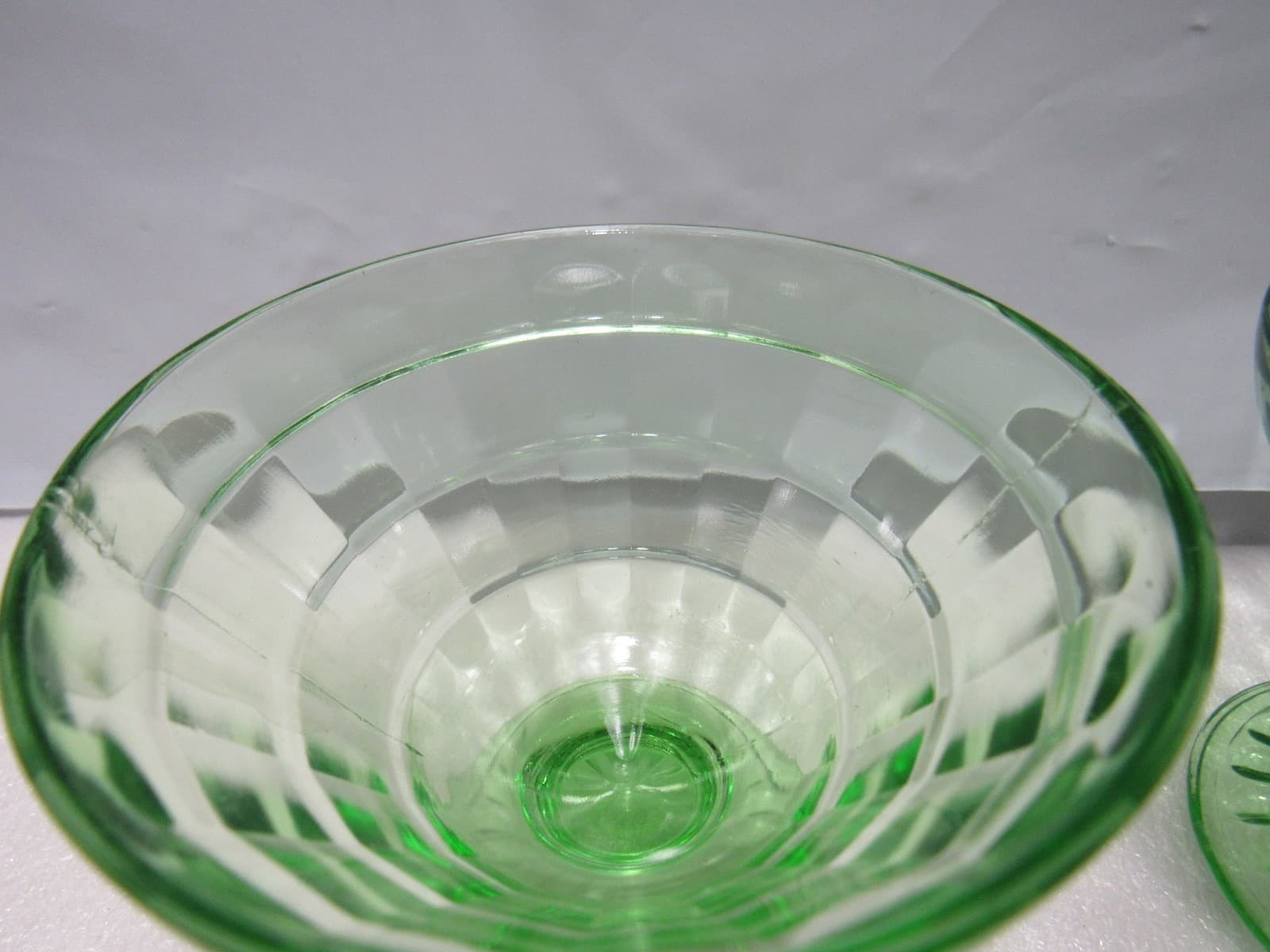 2 Uranium Depression Vaseline Glass Dessert Cups Green 3" (S89JJ) - Thumbnail 4