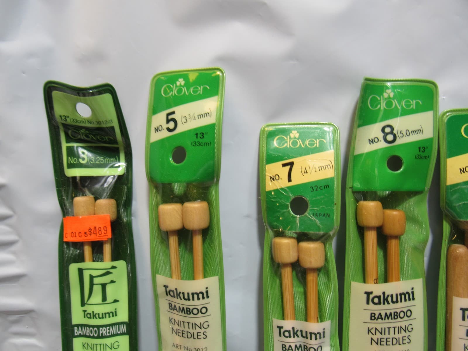 Clover Takumi Bamboo Knitting Needles 11 Assorted Sizes Unused (Z19J) - Thumbnail 2
