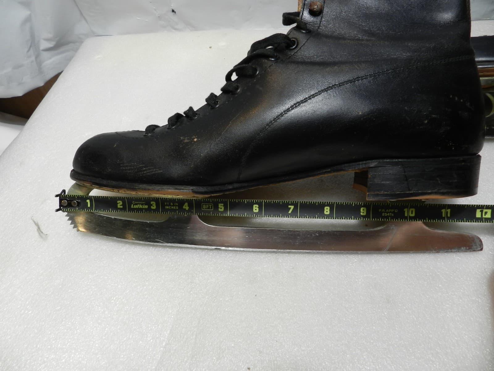 Vintage Pair Sheffield Steel Shamrock Leather Ice Skates Black 3403 (Z9J) - Thumbnail 13