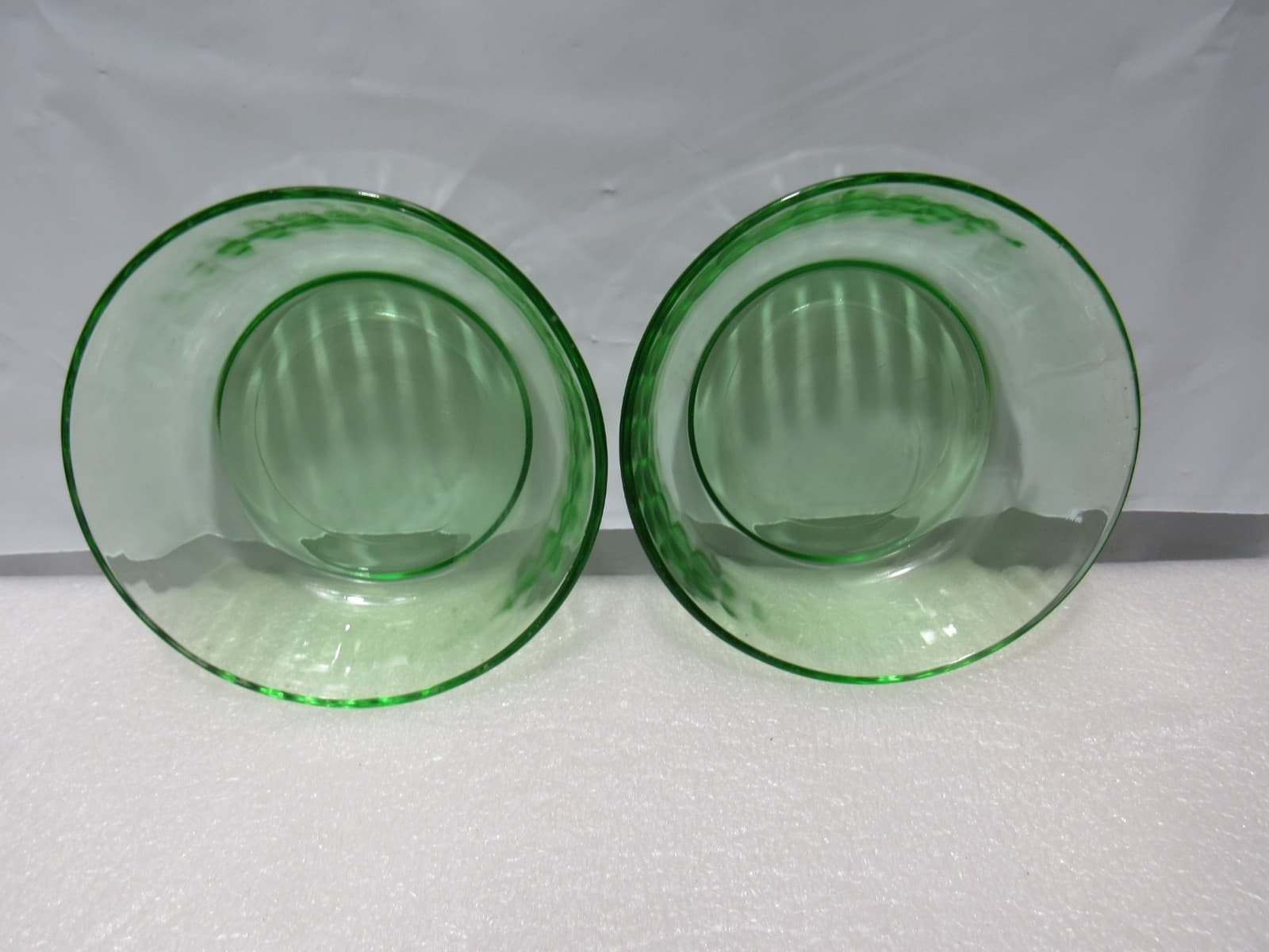 2 VTG Uranium Glass Small Bowl Ribbed Design, 4”x1.5” Fruit Dessert Bowls (S91JJ - Thumbnail 6
