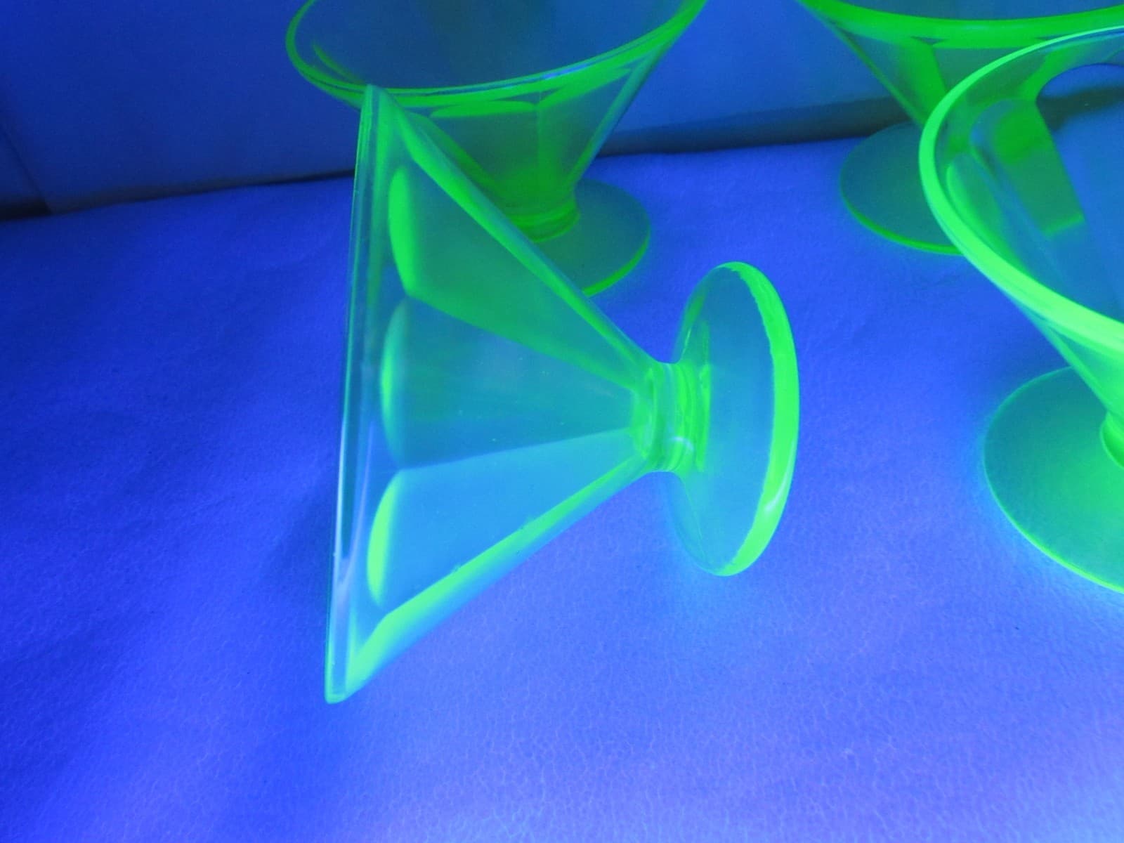 6 Green Depression Vaseline Uranium Ribbed Glass Fruit Dessert Cups (S90JJ) - Thumbnail 11