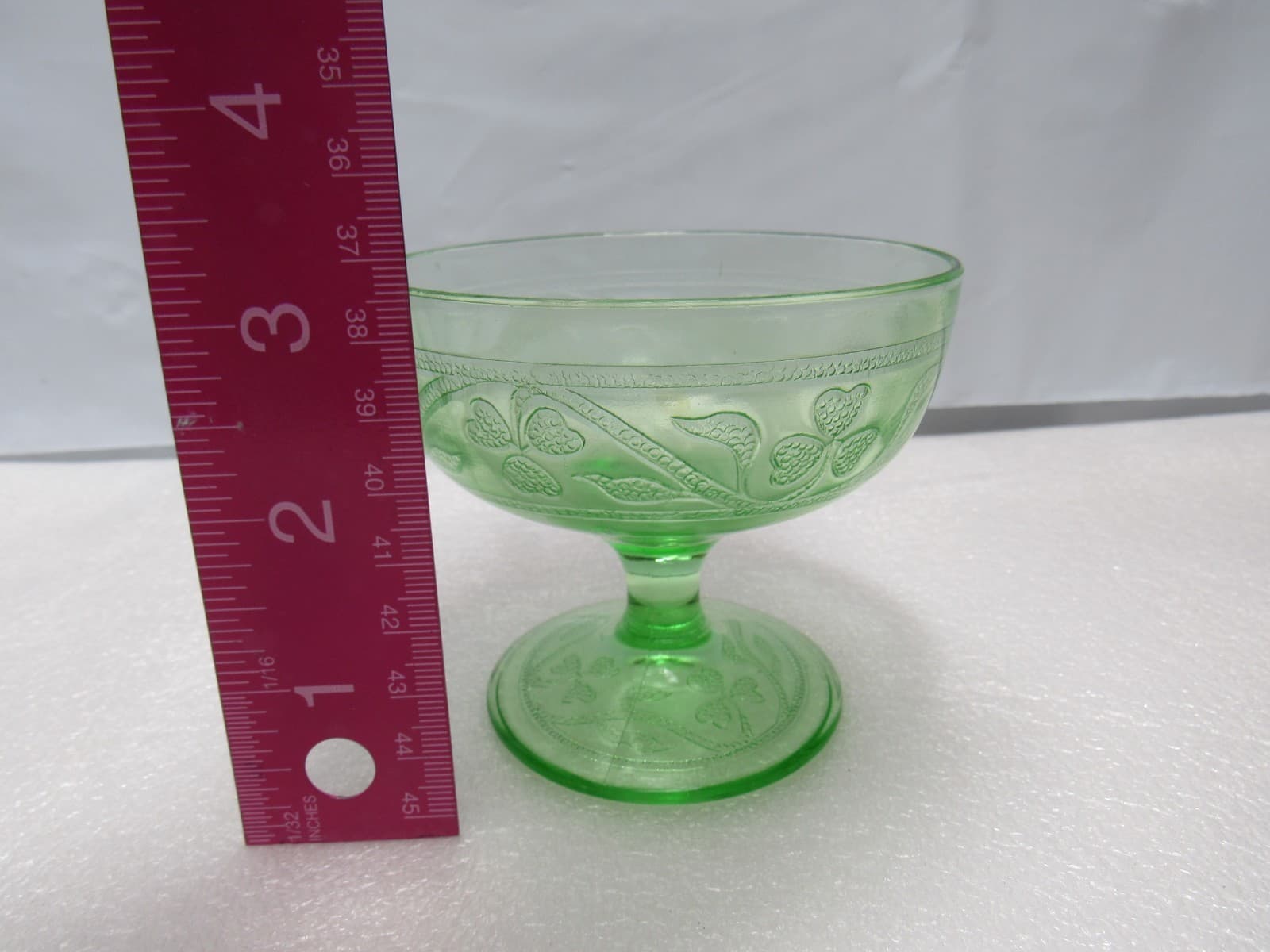 Hazel Atlas Green Cloverleaf Uranium Depression Glass Dessert Cup S97JJ - Thumbnail 10