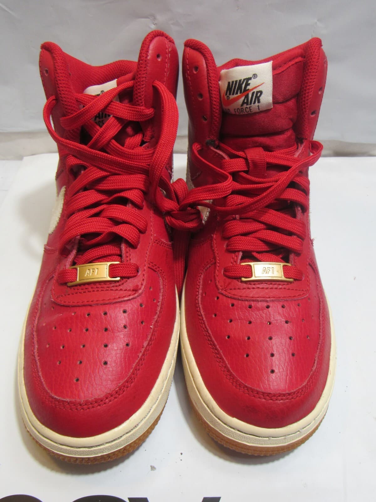 Nike Air Force 1 High Sneakers 653998-605 Size 4.5 Y Red White (L48K) - Thumbnail 2