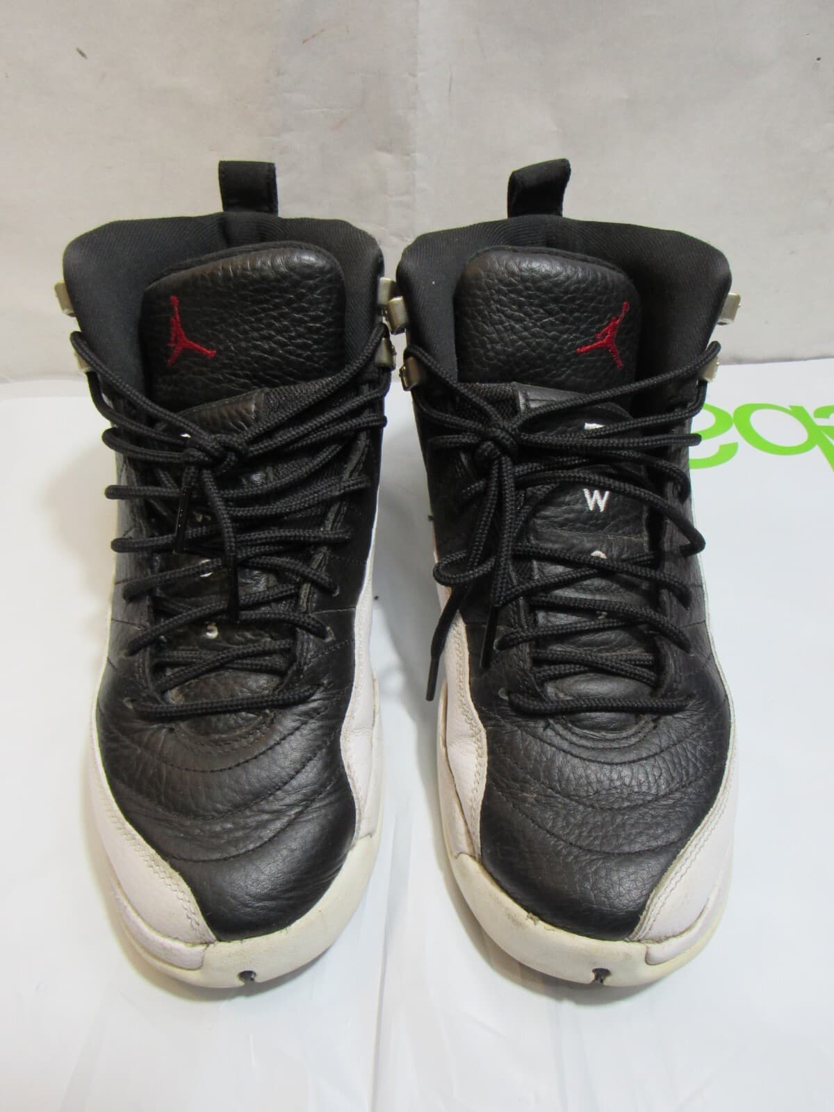 Nike Air Jordan 12 Retro Basketball Shoes Size 7Y Black White 153265-006 (K49K) - Thumbnail 2