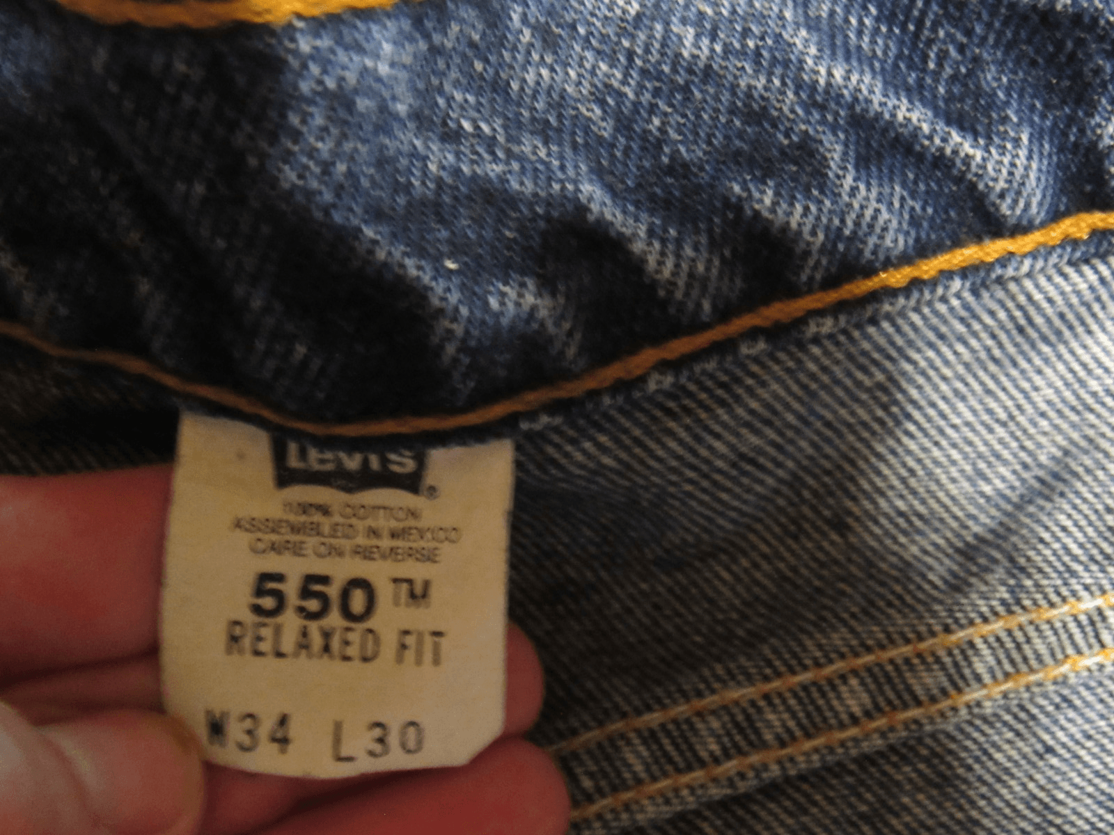 Levis Jeans Mens 34x30 Blue 550 Relaxed Dark Wash Red Tab Pockets (V90JJ) - Thumbnail 5