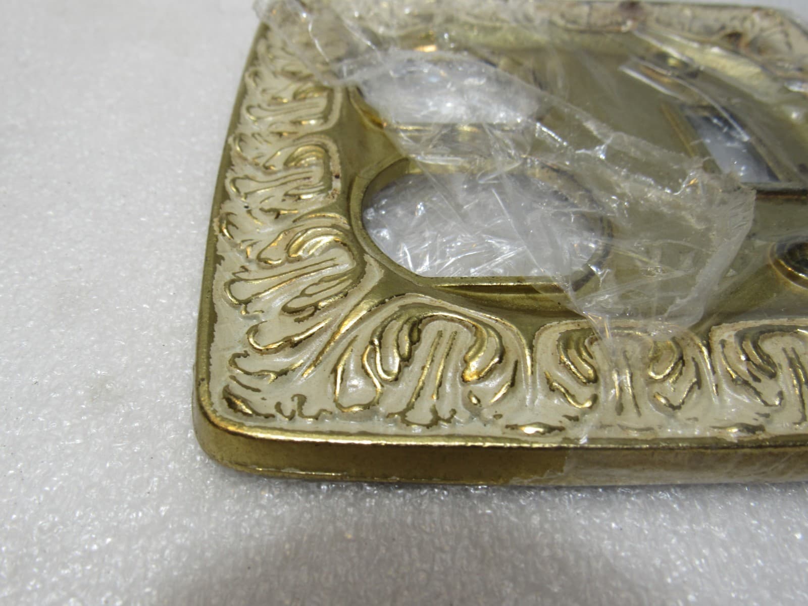 3 Vintage Mid Century Brass Double Light Switch / Outlet Plates Gold 5" (Z27J) - Thumbnail 5