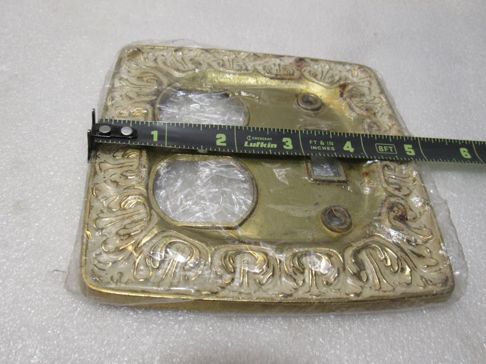 3 Vintage Mid Century Brass Double Light Switch / Outlet Plates Gold 5" (Z27J) - Thumbnail 8
