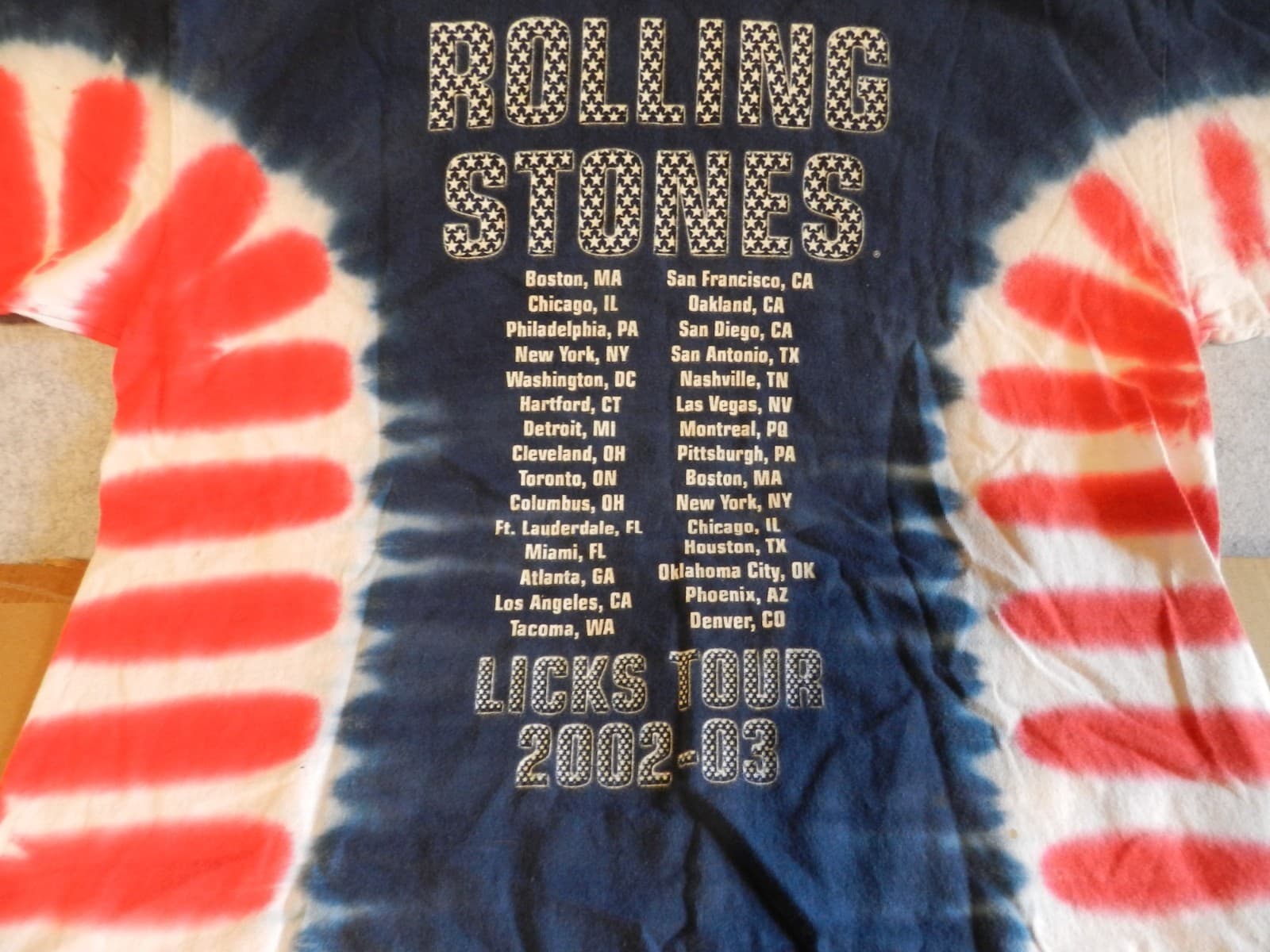Vintage Rolling Stones Tie Dye 2002-03' Concert Tour Band Shirt Size Large H32K - Thumbnail 5