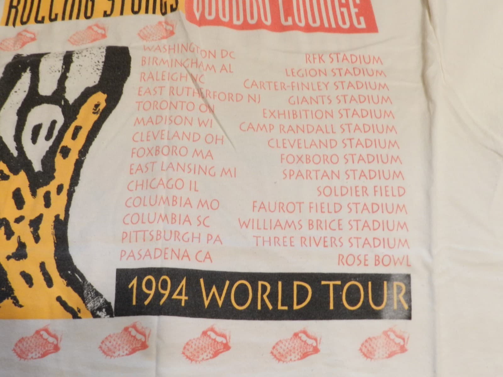Vintage Rare Rolling Stones 1994 Voodoo Lounge T-Shirt Size XL Band Tour H34K - Thumbnail 4