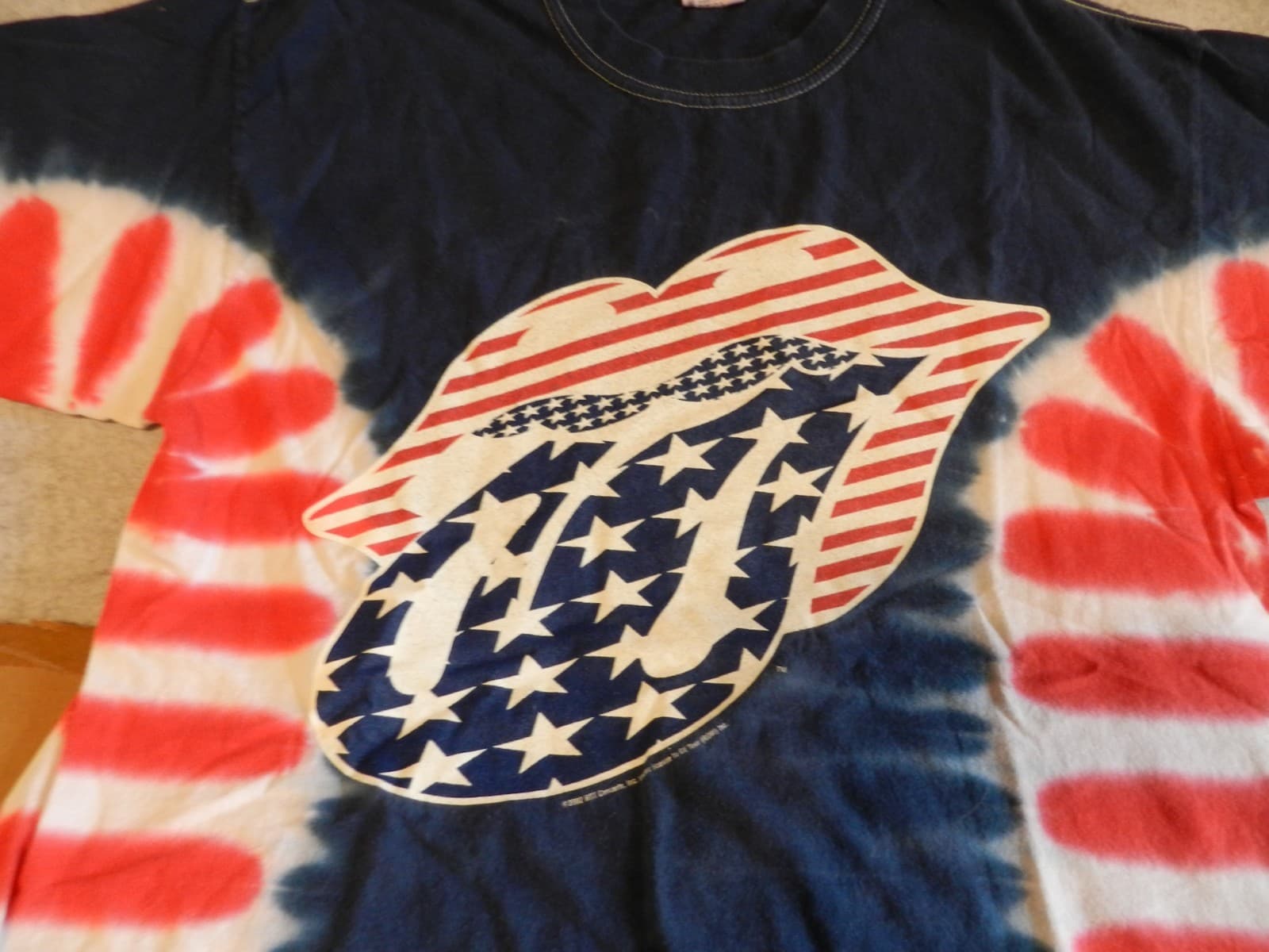 Vintage Rolling Stones Tie Dye 2002-03' Concert Tour Band Shirt Size Large H32K - Thumbnail 2