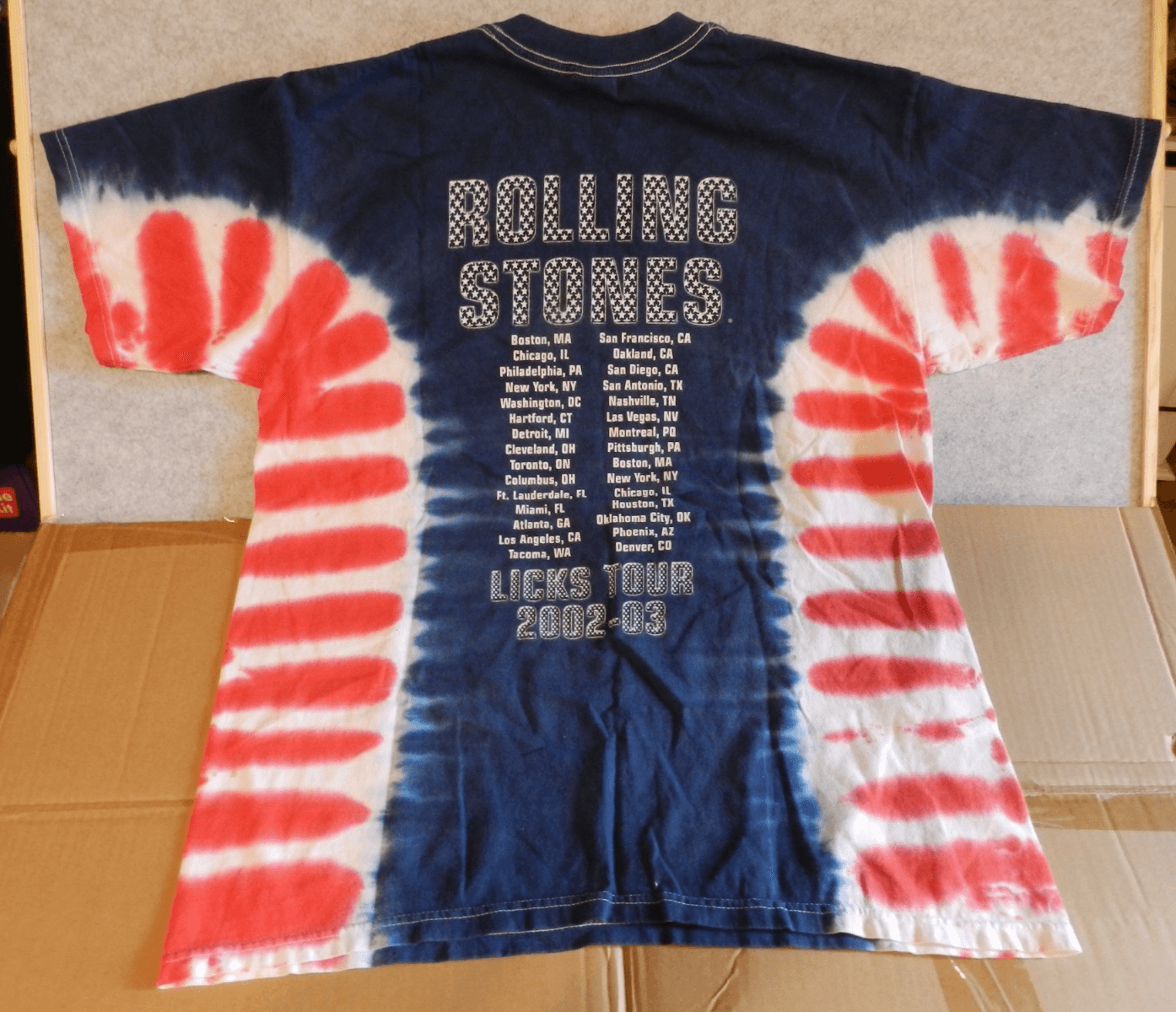 Vintage Rolling Stones Tie Dye 2002-03' Concert Tour Band Shirt Size Large H32K - Thumbnail 4