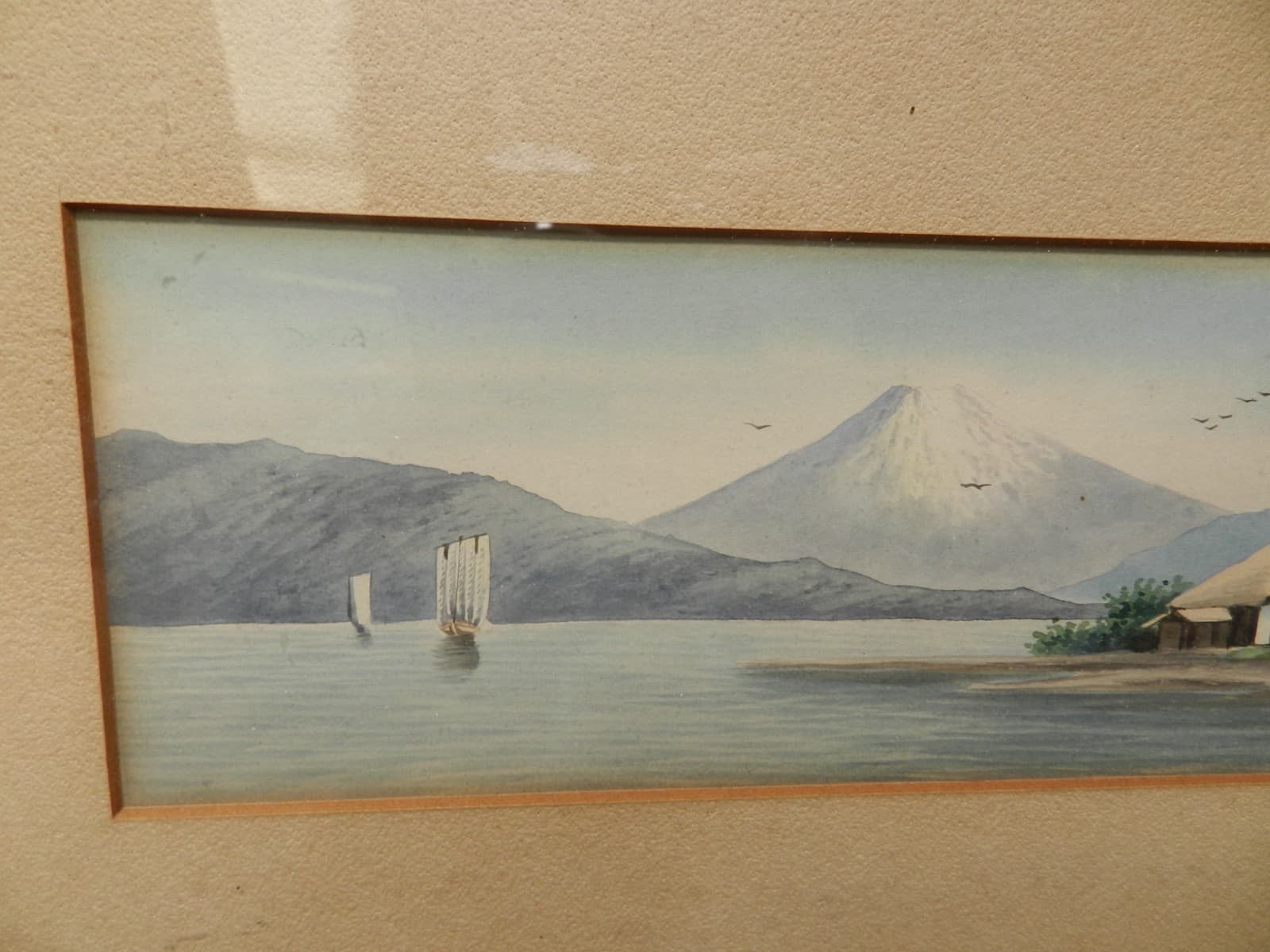 VTG Japanese Watercolor Landscape Mount Fuji Framed Satta or Y. Matsumoto? L70S - Thumbnail 4
