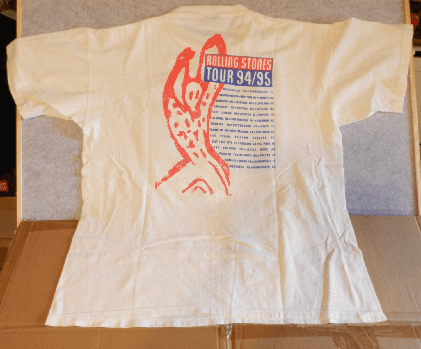 THE ROLLING STONES 1994 95' TOUR Concert t shirt BROCKUM USA Flag Tongue XL H33K - Thumbnail 3