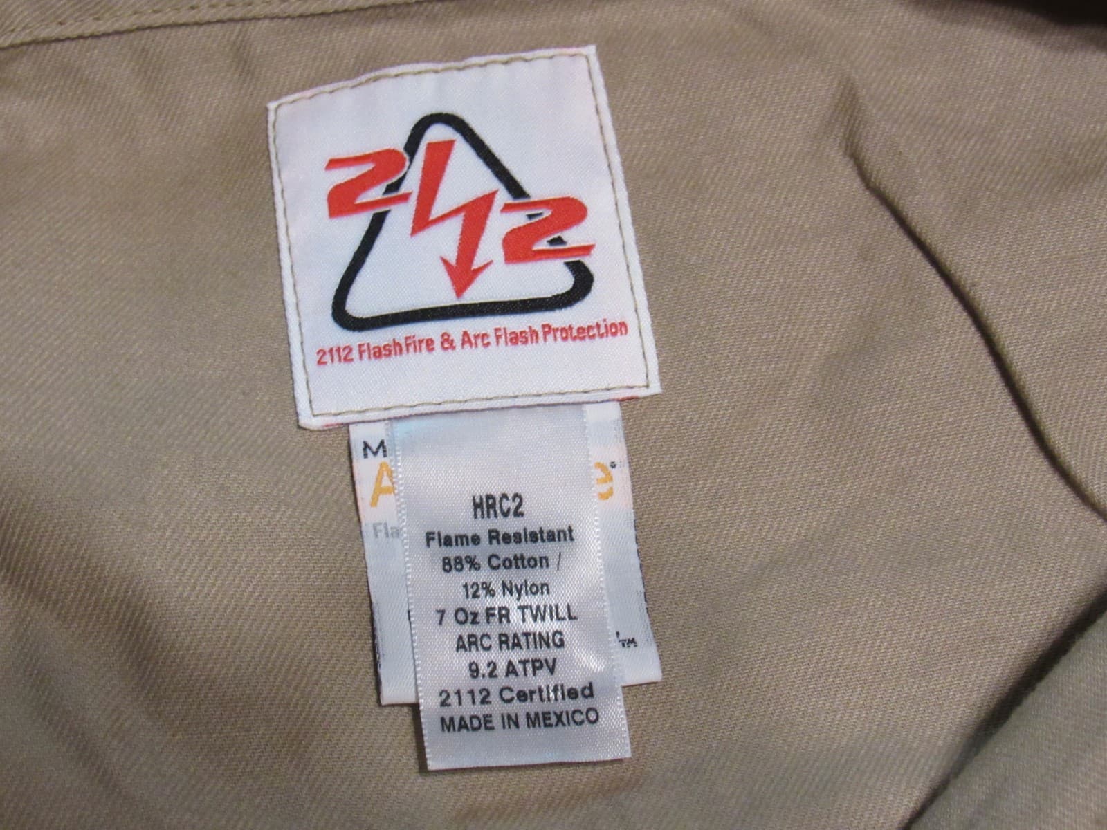 2112 Flash Fire & Arc Flash Protection Khaki Workwear Coverall Flame 56 Tall V95 - Thumbnail 3