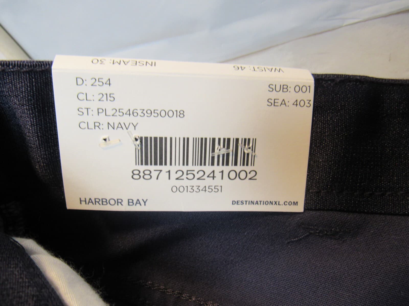 Harbor Bay Men’s Dress Pants Continuous Comfort Waistband 46 x 30 New Navy L54K - Thumbnail 7