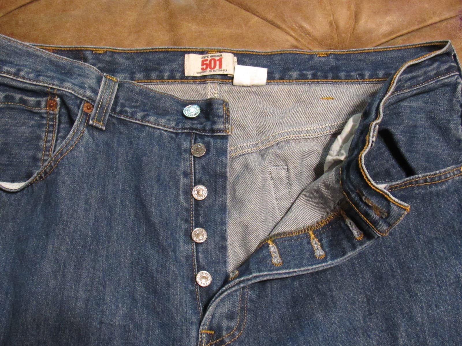 Vintage Levis 501 Jeans Button Fly Men’s 38x30 Straight Leg Red Tab (V99JJ) - Thumbnail 5