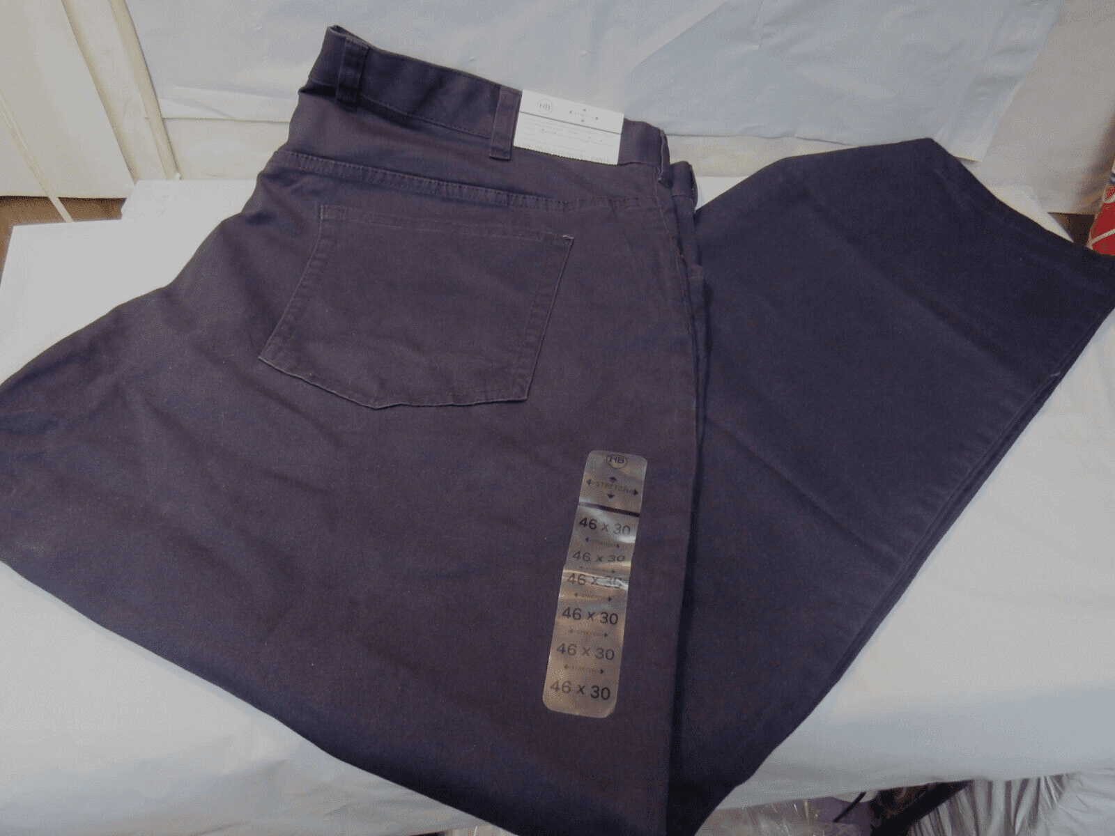 Harbor Bay Men’s Dress Pants Continuous Comfort Waistband 46 x 30 New Navy L54K - Thumbnail 2