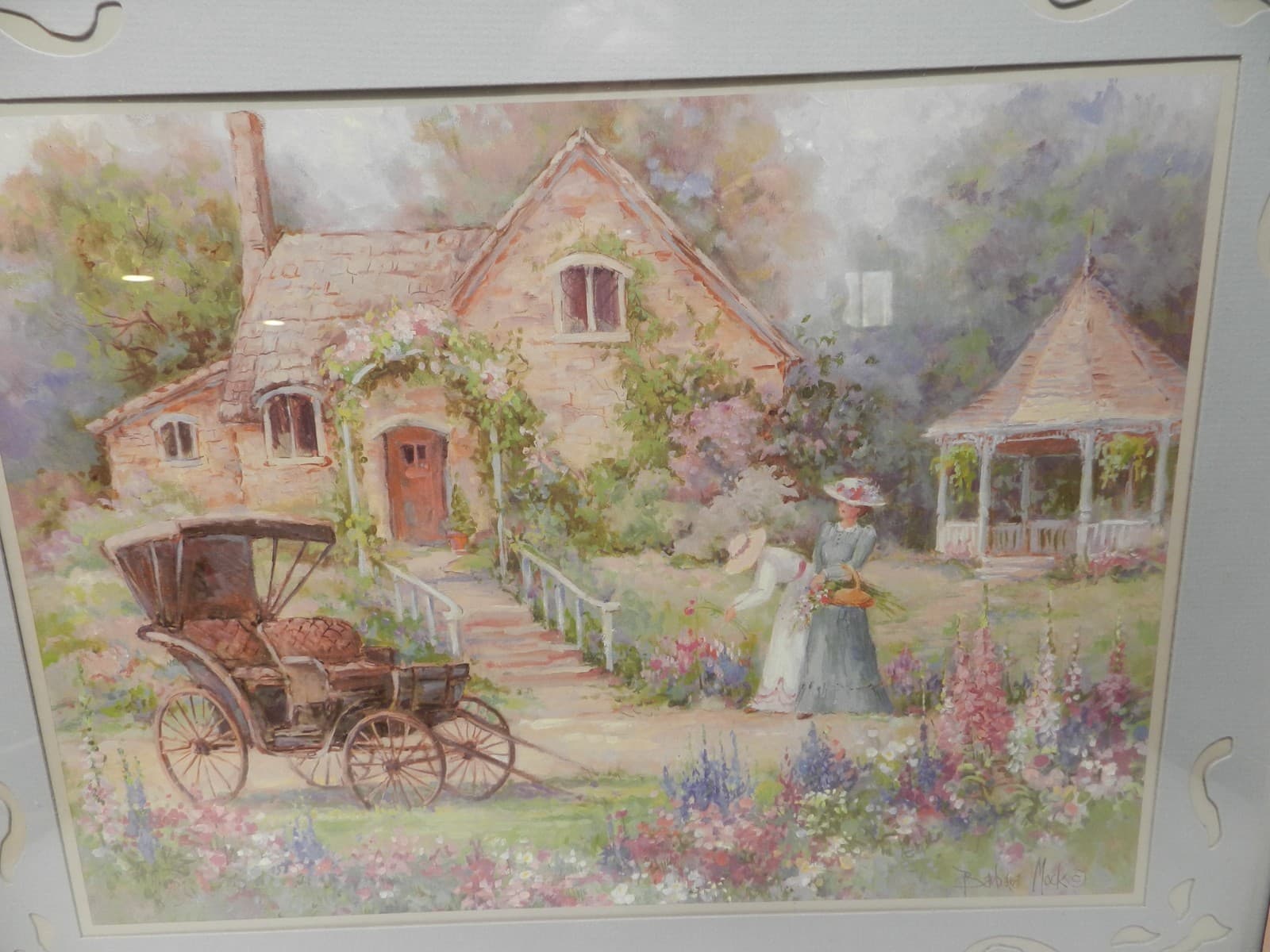 Vintage Home Interiors "Cottage Afternoon" Print Framed 19.5"x15.5" D84J - Thumbnail 3