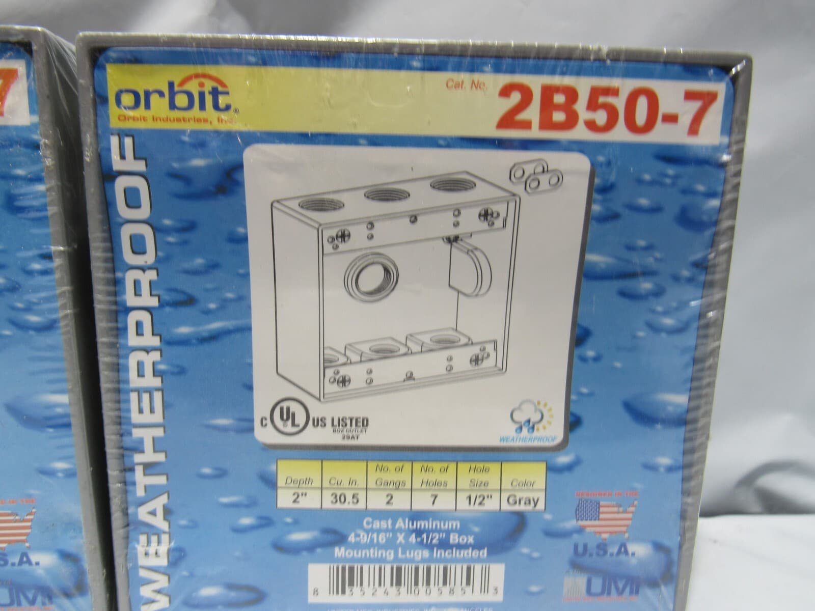 2 Orbit 2B50-7 Die Cast Aluminum 4-9/16" x 4-1/2" box w/ mounting lugs (O70J) - Thumbnail 2