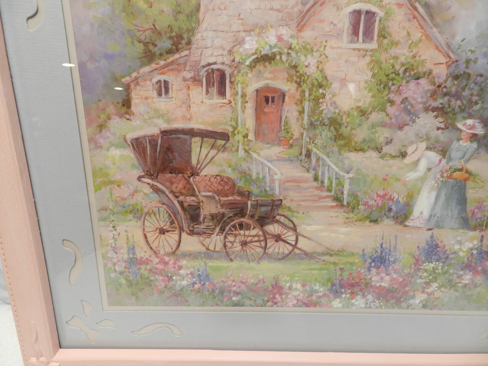 Vintage Home Interiors "Cottage Afternoon" Print Framed 19.5"x15.5" D84J - Thumbnail 2