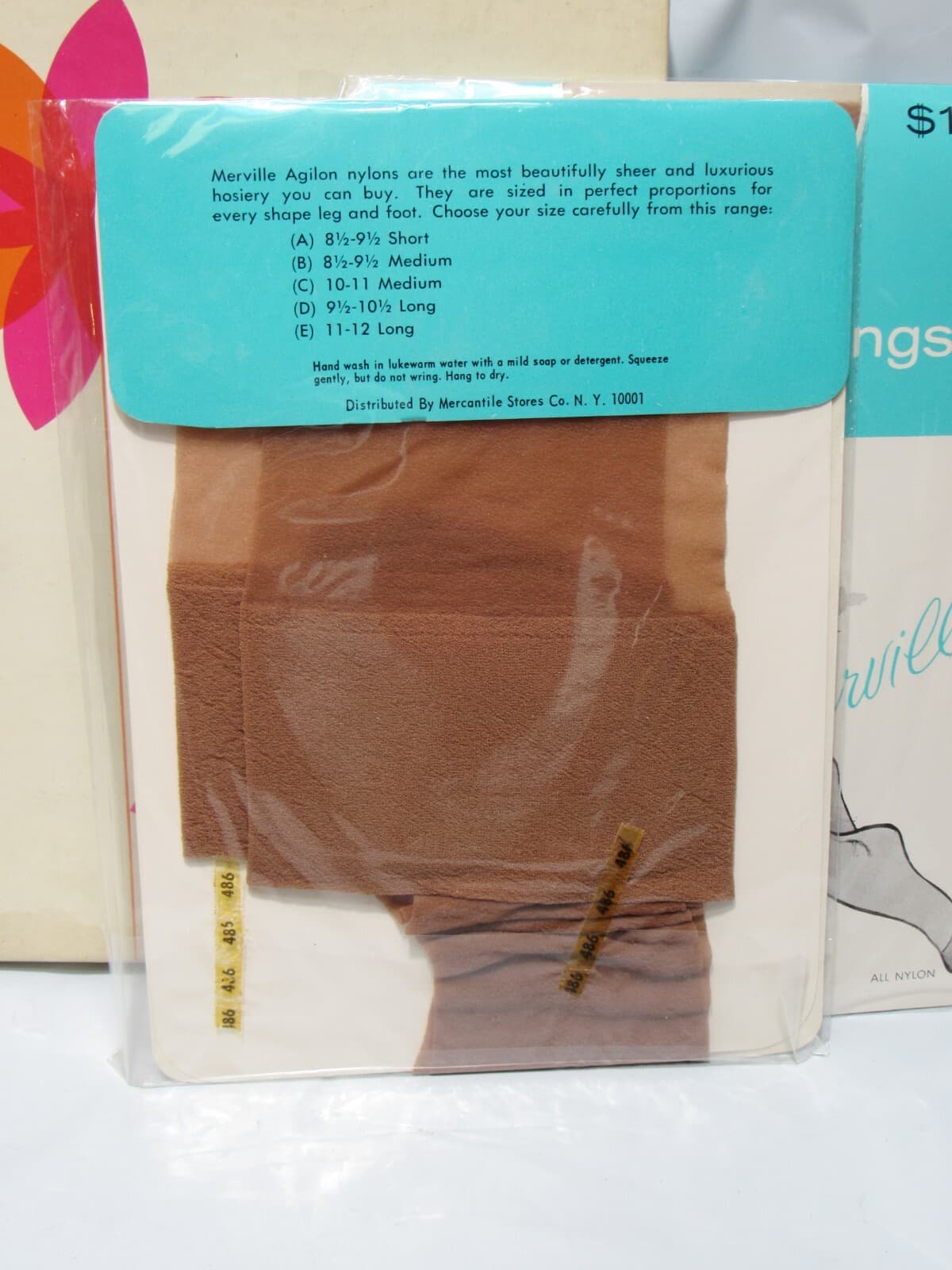 2 pack's Vintage Merville Agilon Stockings. Size B Fits 8.5-9.5 Medium (O73J) - Thumbnail 4