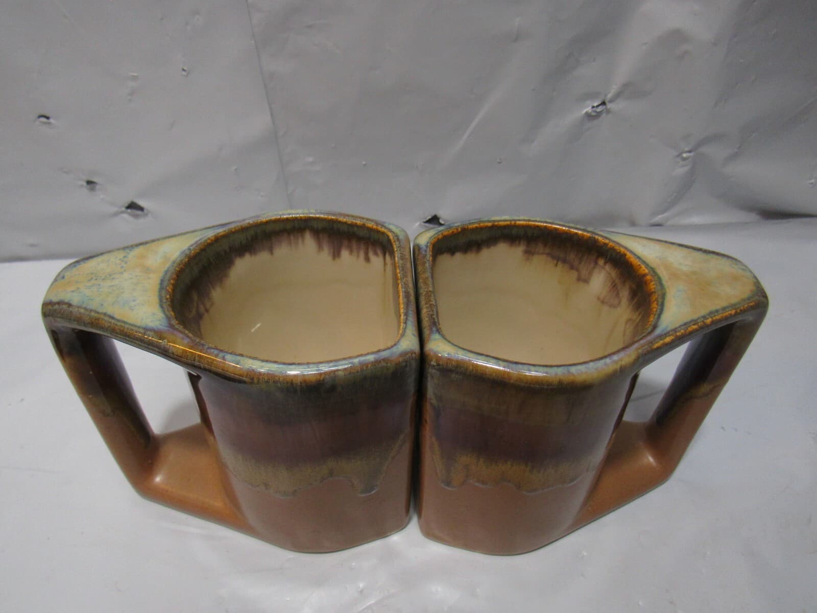 Set Of 2 Vintage Rodolfo Padilla Brown Drip Glaze Stoneware Mugs Q79K - Thumbnail 7