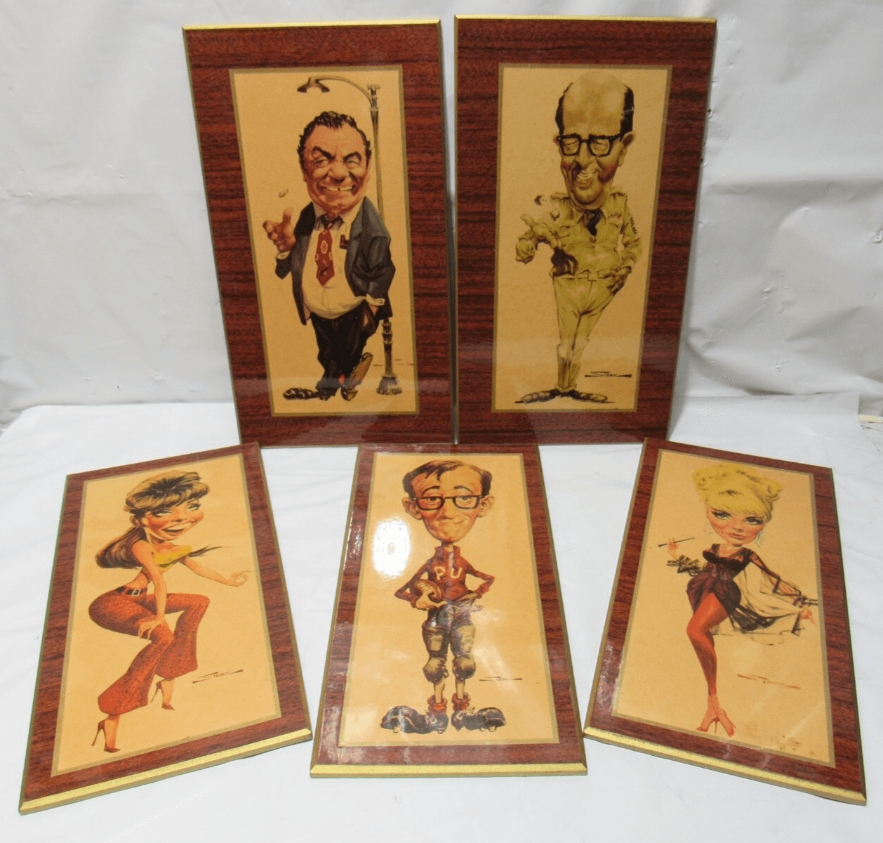 5 Rare BRUCE STARK Artwork Caricatures Wall Art Phil Silvers Woody Allen Q84J