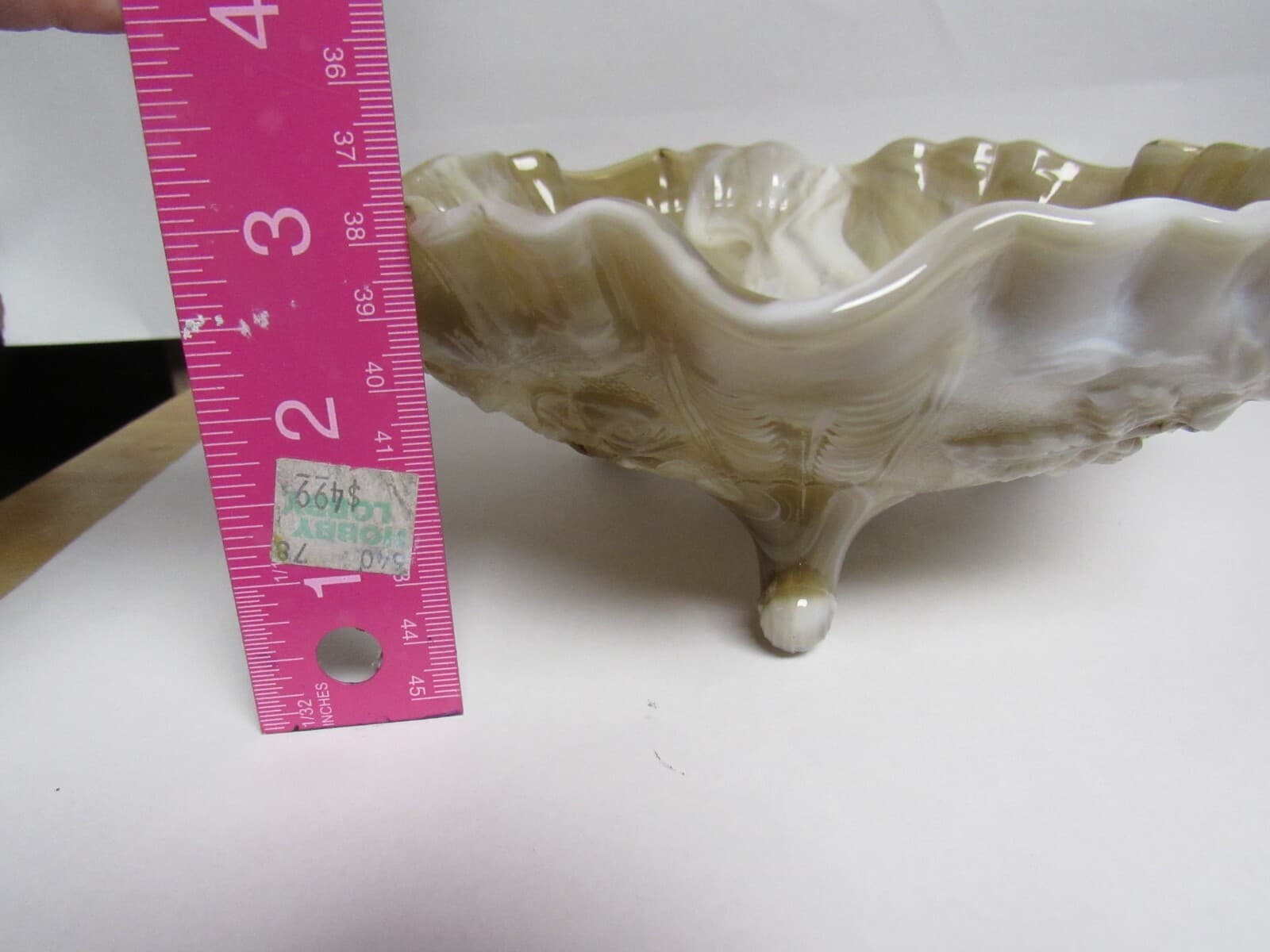Imperial Glass Caramel Marble Ruffle Bowl Roses Olden End O Day Vintage - Thumbnail 9