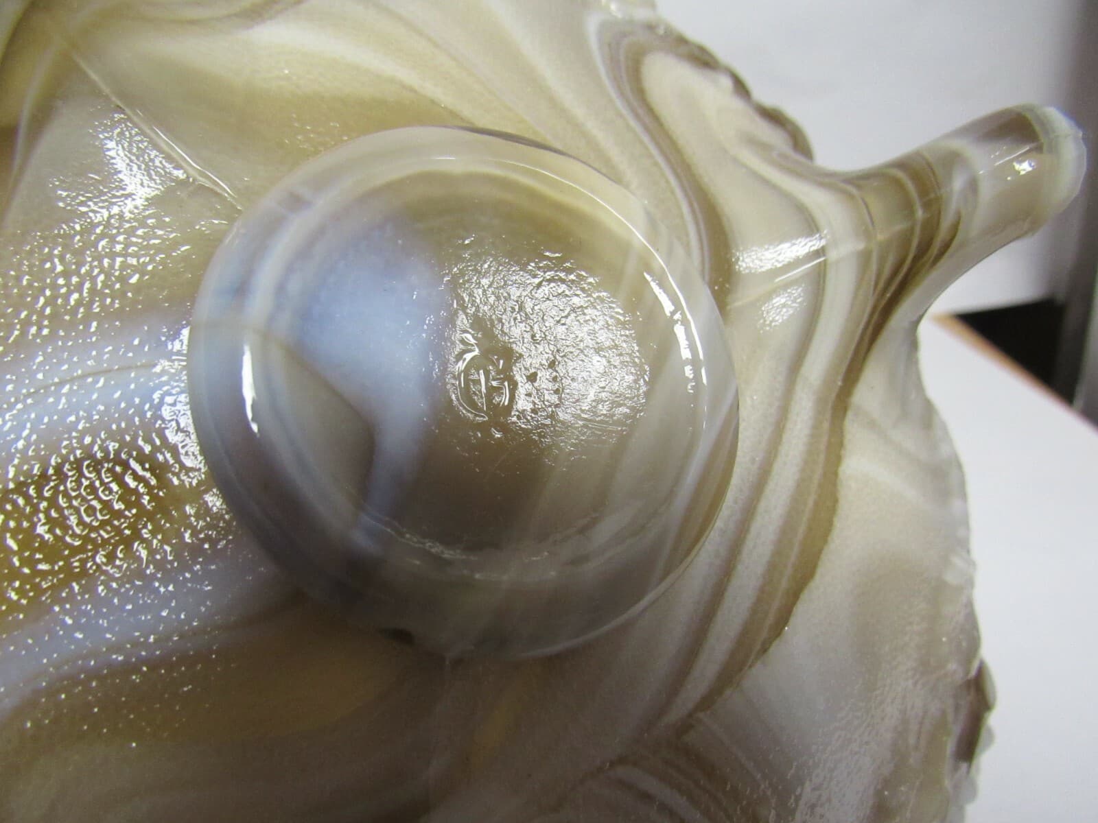 Imperial Glass Caramel Marble Ruffle Bowl Roses Olden End O Day Vintage - Thumbnail 5
