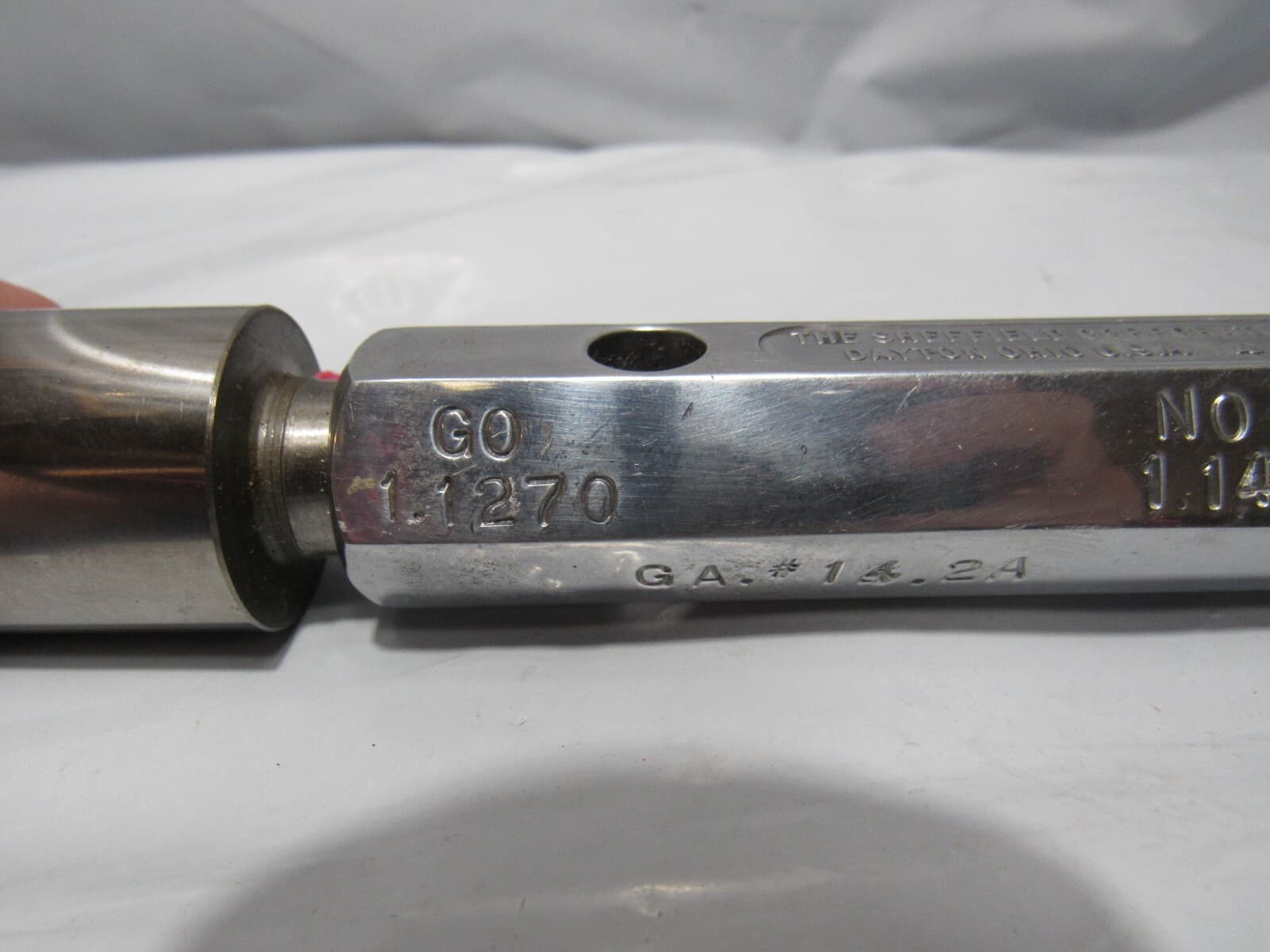 SHEFFIELD 1.1270 & 1.1420 DIA SMOOTH PIN PLUG GAGE GO NO GO OVERSIZE #14.2A O77 - Thumbnail 2